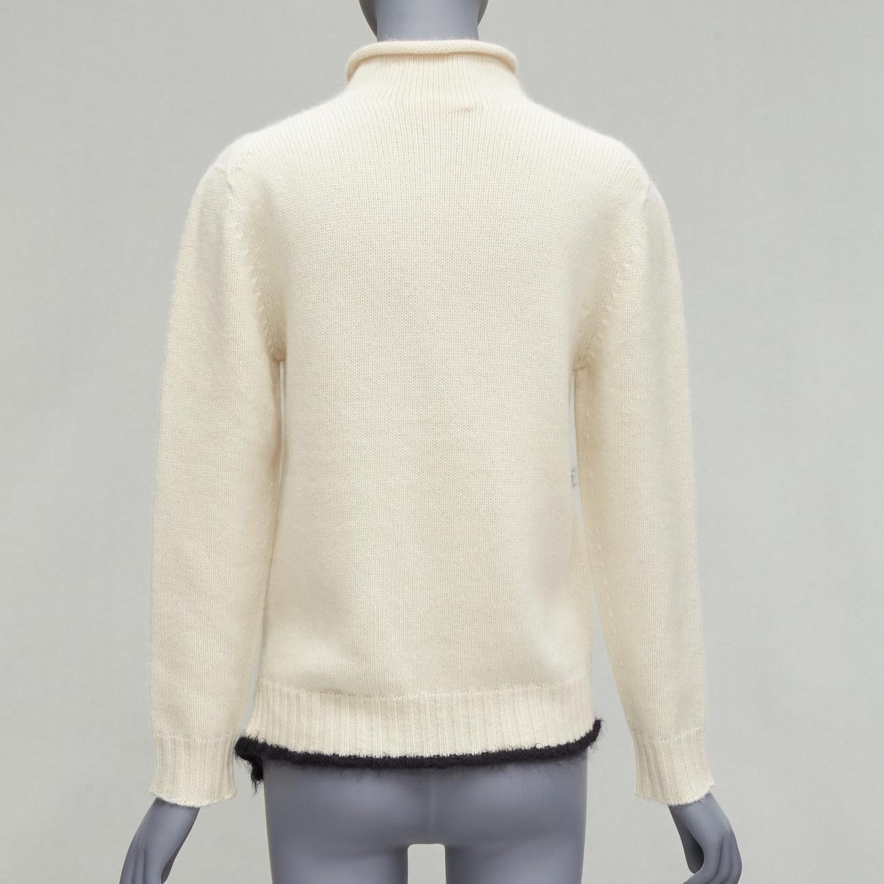 Women's OLD CELINE PHOEBE PHILO cream cashmere mohair cutout turtleneck sweater M For Sale