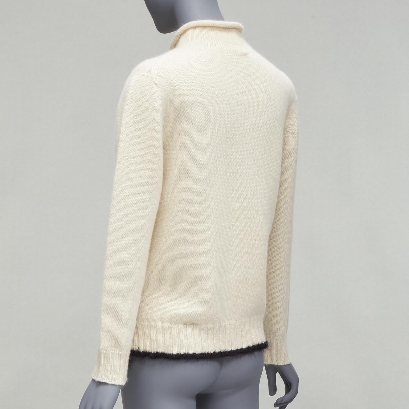OLD CELINE PHOEBE PHILO cream cashmere mohair cutout turtleneck sweater M For Sale 1