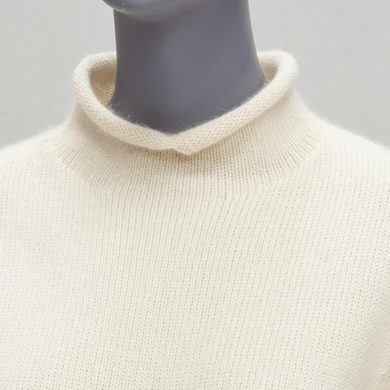 OLD CELINE PHOEBE PHILO cream cashmere mohair cutout turtleneck sweater M For Sale 2