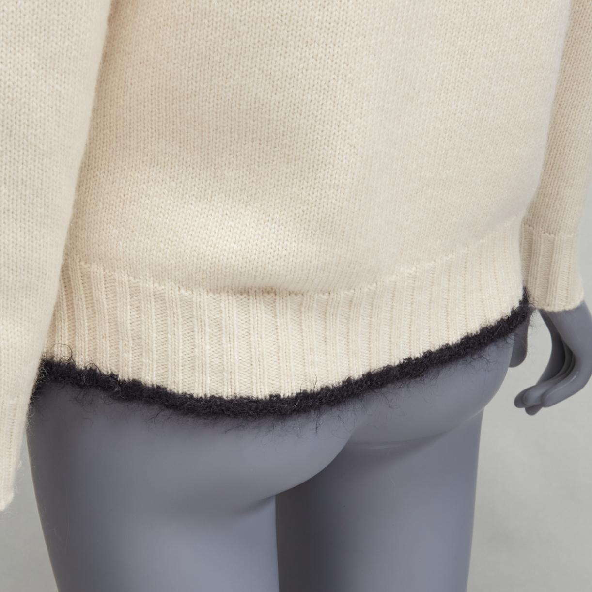 OLD CELINE PHOEBE PHILO cream cashmere mohair cutout turtleneck sweater M For Sale 3