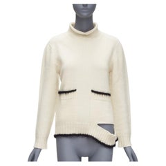OLD CELINE PHOEBE PHILO Pull à col roulé découpé en cachemire mohair crème M