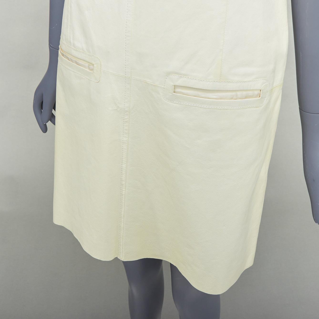 OLD CELINE Phoebe Philo cream kangaroo leather pocketed shift dress FR36 S
Reference: MECG/A00015
Brand: Celine
Designer: Phoebe Philo
Material: Leather
Color: Cream
Pattern: Solid
Closure: Zip
Extra Details: Back zip.
Made in: