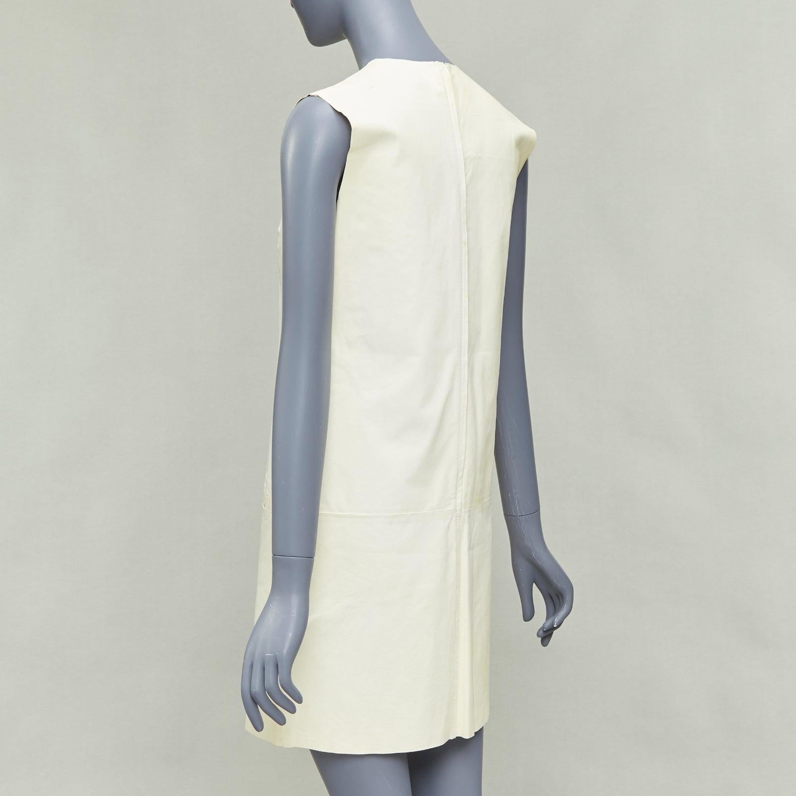 OLD CELINE Phoebe Philo cream kangaroo leather pocketed shift dress FR36 S For Sale 1