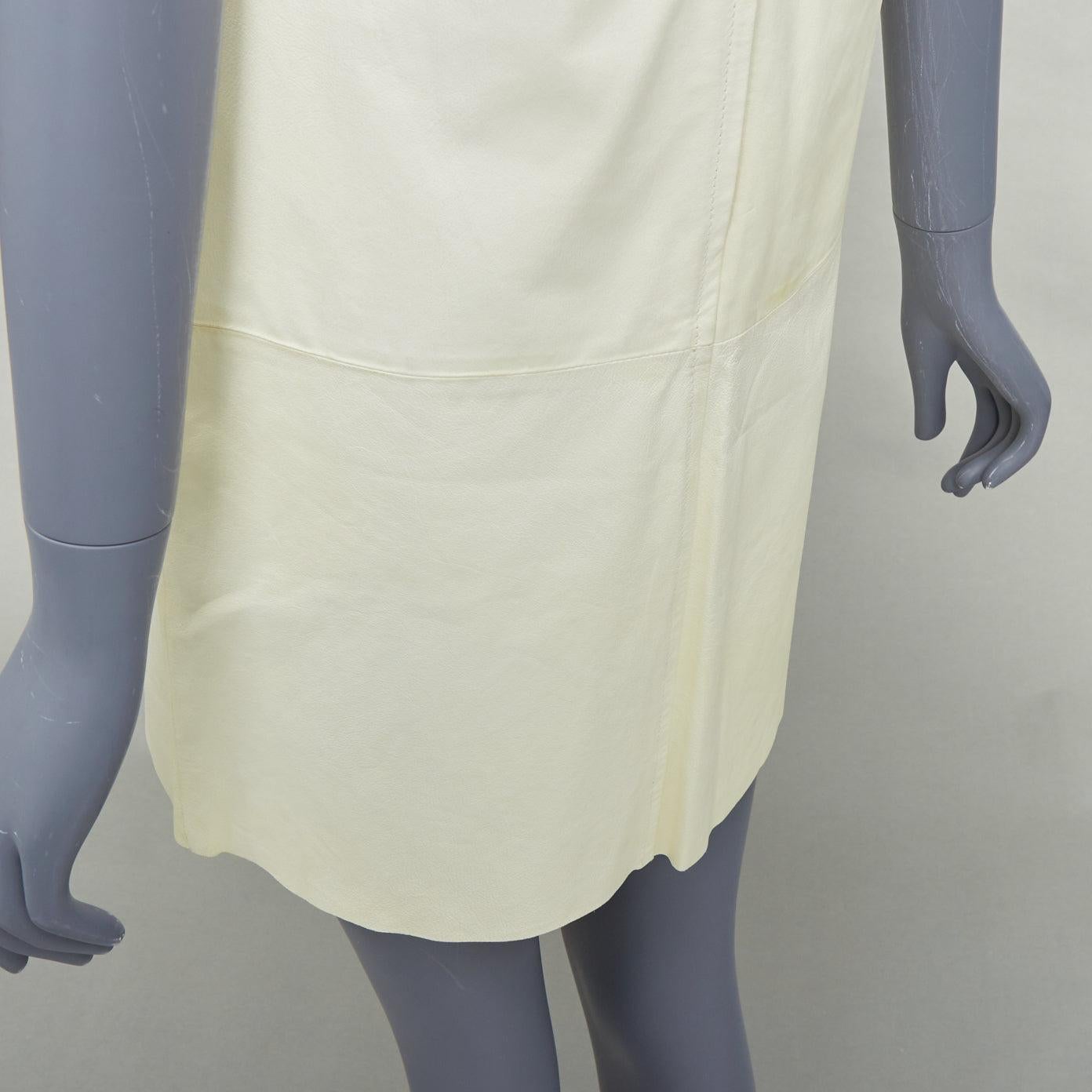 OLD CELINE Phoebe Philo cream kangaroo leather pocketed shift dress FR36 S For Sale 3