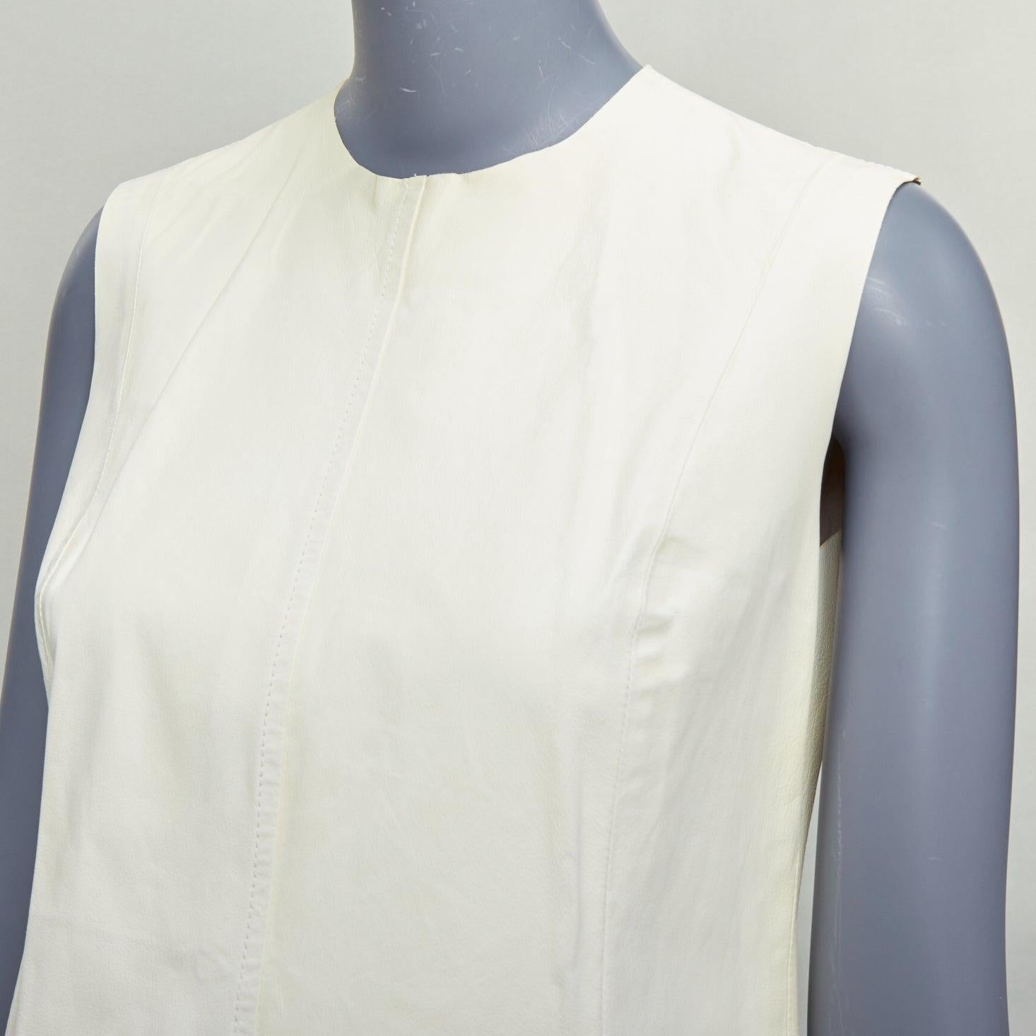 OLD CELINE Phoebe Philo cream kangaroo leather pocketed shift dress FR36 S For Sale 4