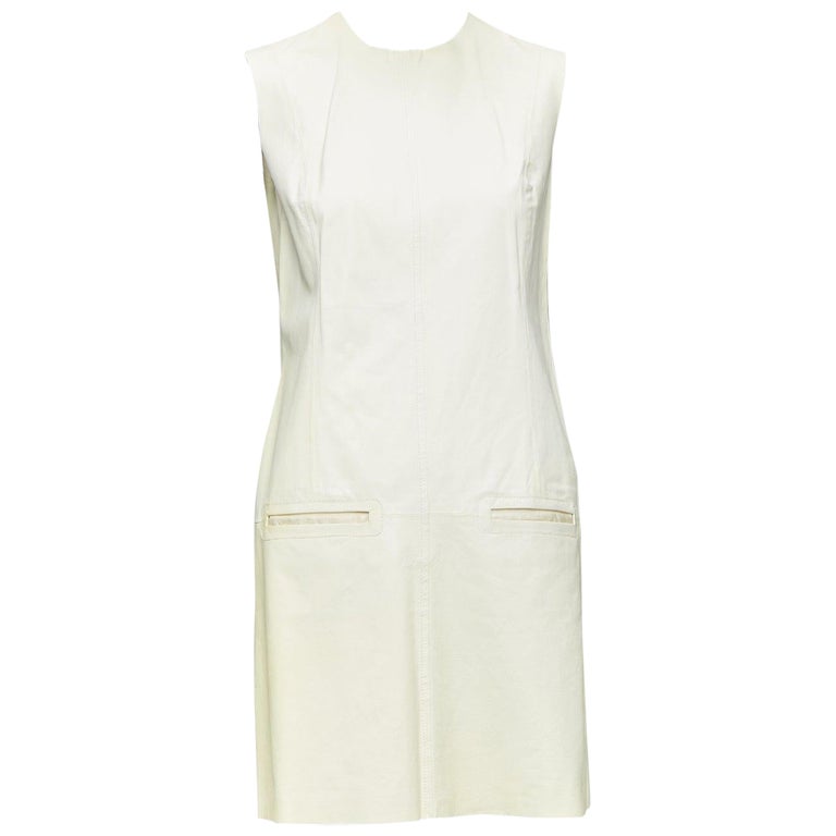 knee length dresses for ladies So Joyous Pleated Shift Dress In White main image 0