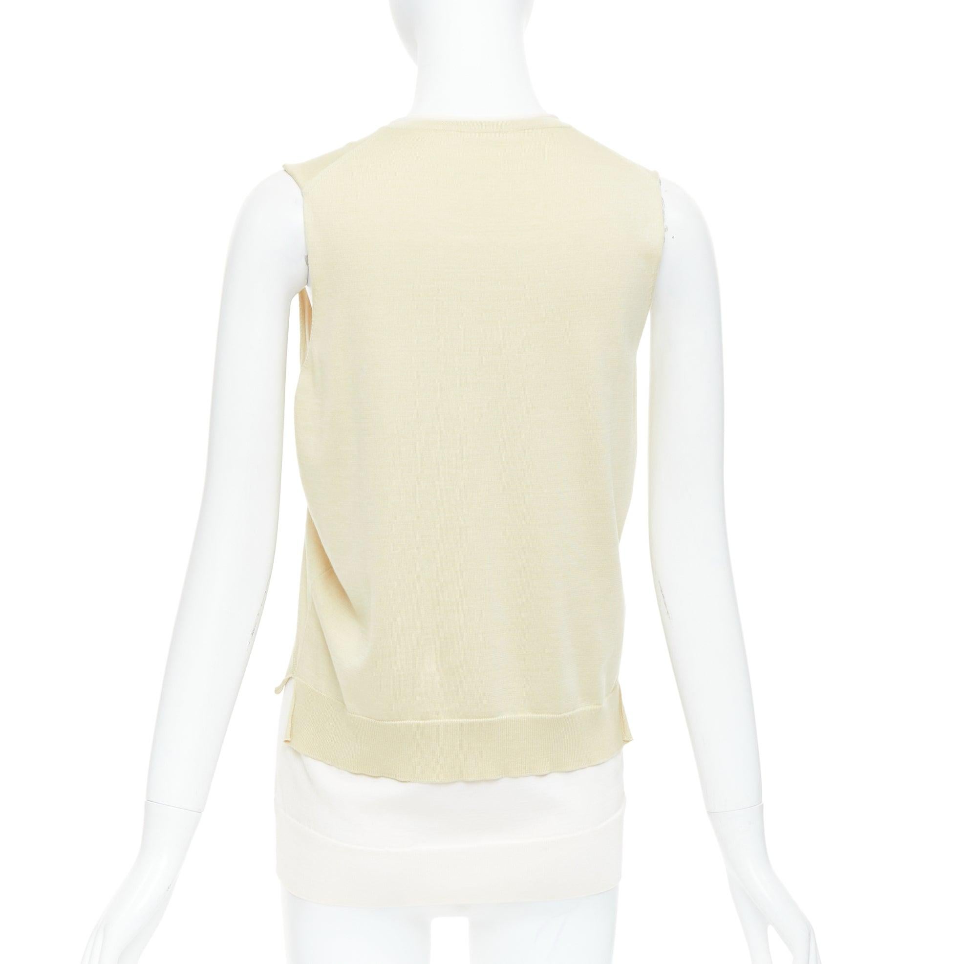 Women's OLD CELINE Phoebe Philo cream silk cotton layered cream knitted top S For Sale
