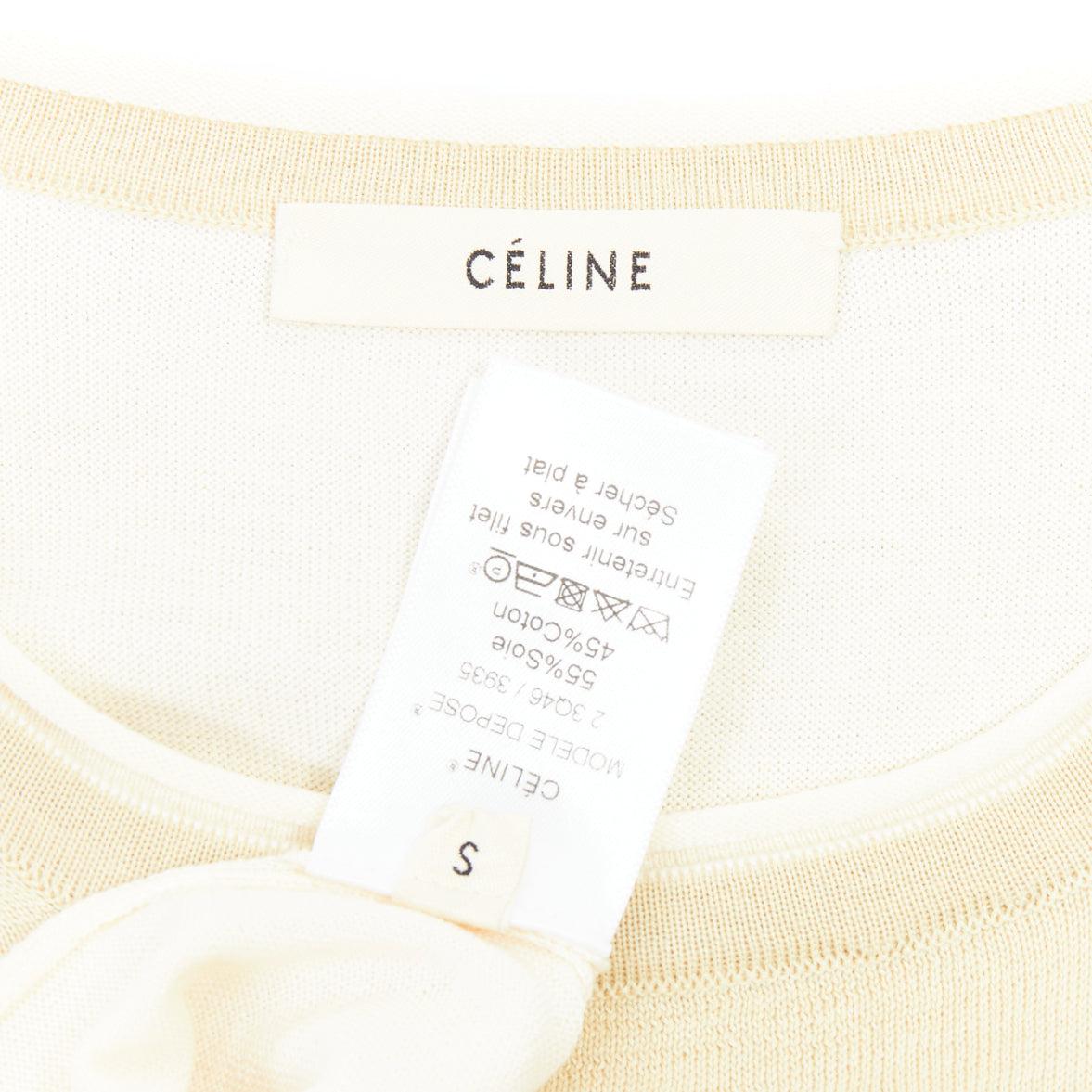 OLD CELINE Phoebe Philo cream silk cotton layered cream knitted top S For Sale 3