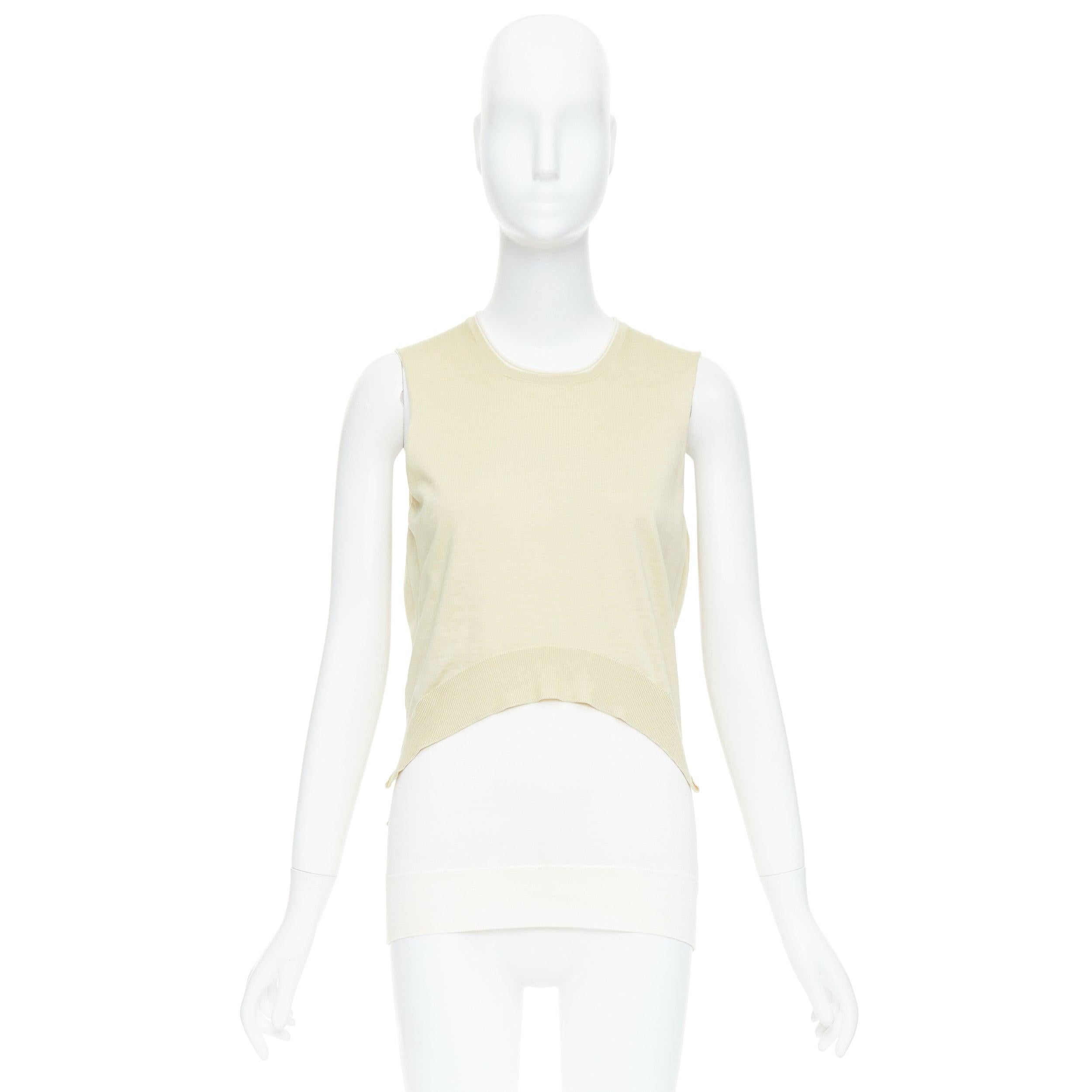 OLD CELINE Phoebe Philo cream silk cotton layered cream knitted top S For Sale 4