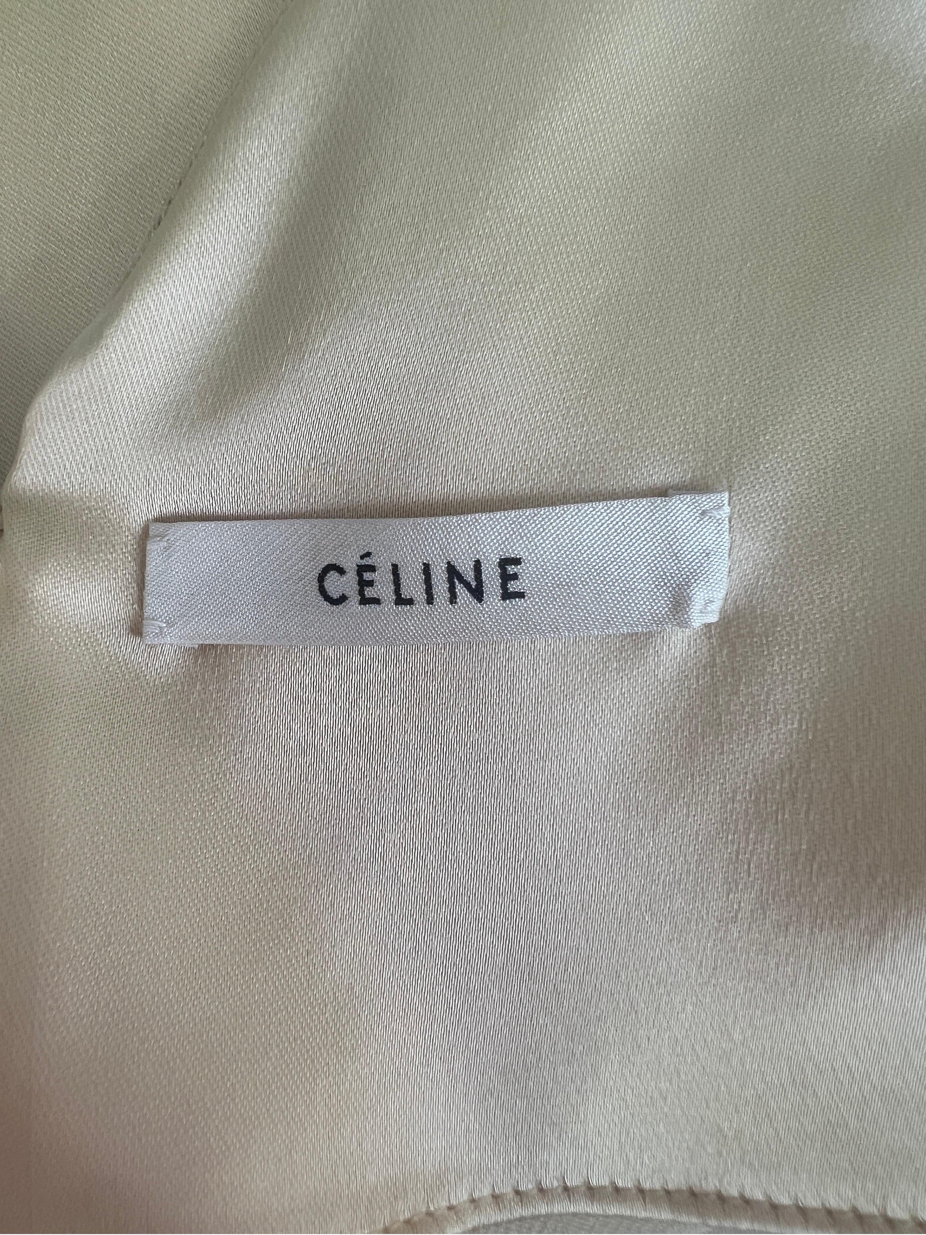 OLD CÉLINE Phoebe Philo Cream Silk Satin Sleeveless Top In Good Condition In London, GB