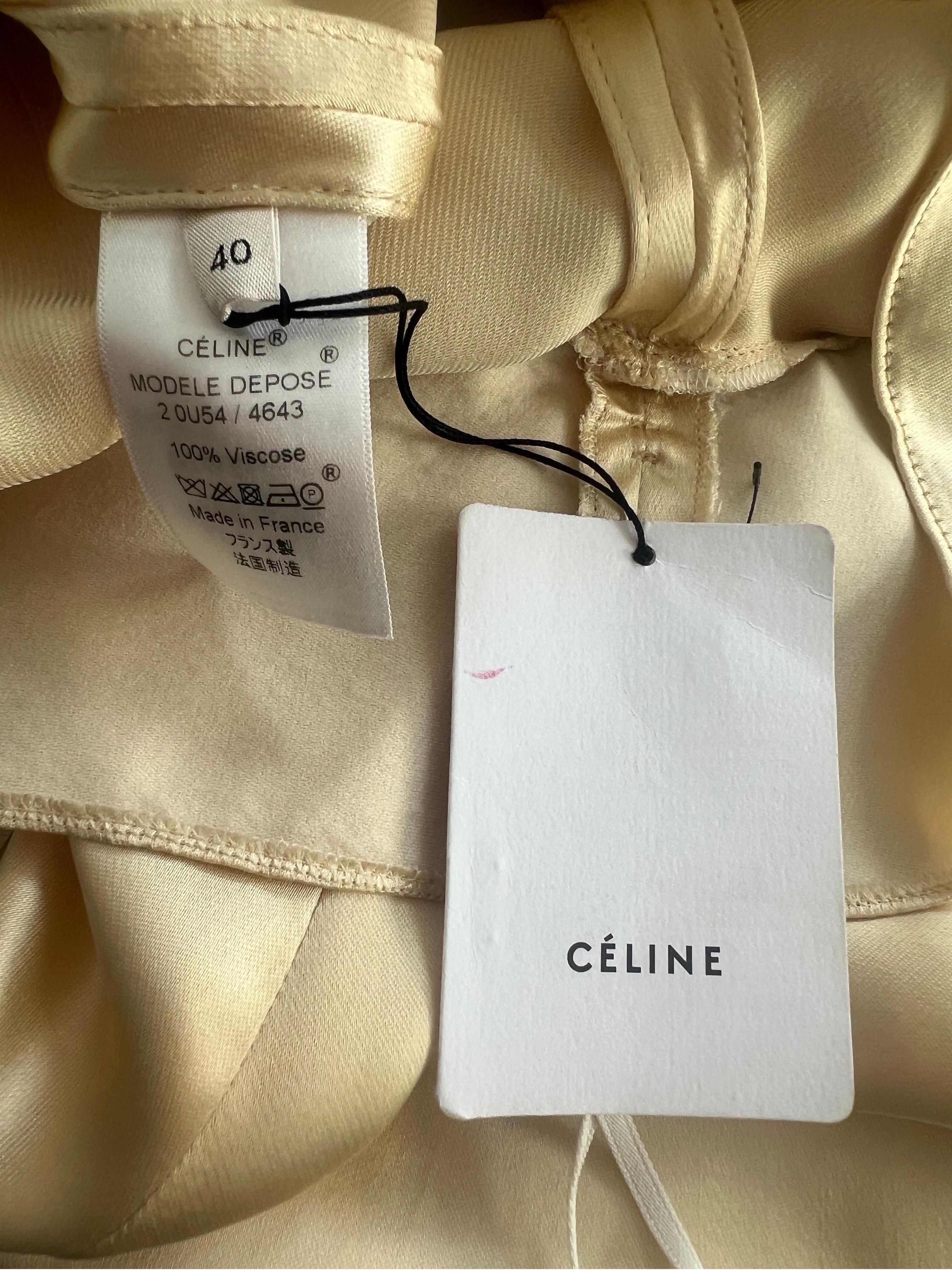 Women's OLD CÉLINE Phoebe Philo Cream Silk Satin Sleeveless Top