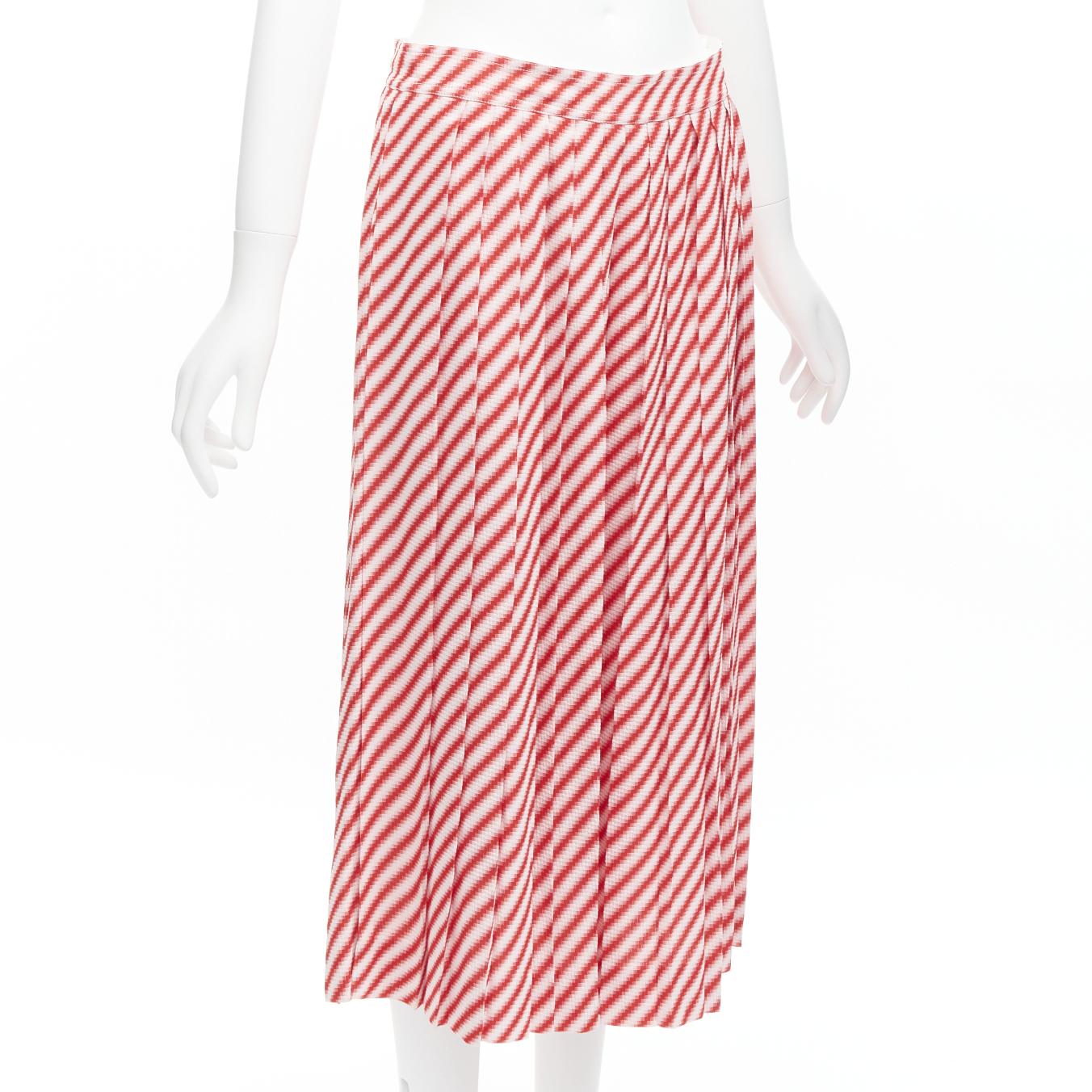 OLD CELINE PHOEBE PHILO diagonal stripe pleated wide leg culottes pants FR40 L In Excellent Condition In Hong Kong, NT