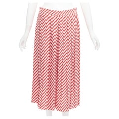 OLD CELINE Phoebe Philo pantaloni culottes a gamba larga plissettati a righe diagonali FR40 L.