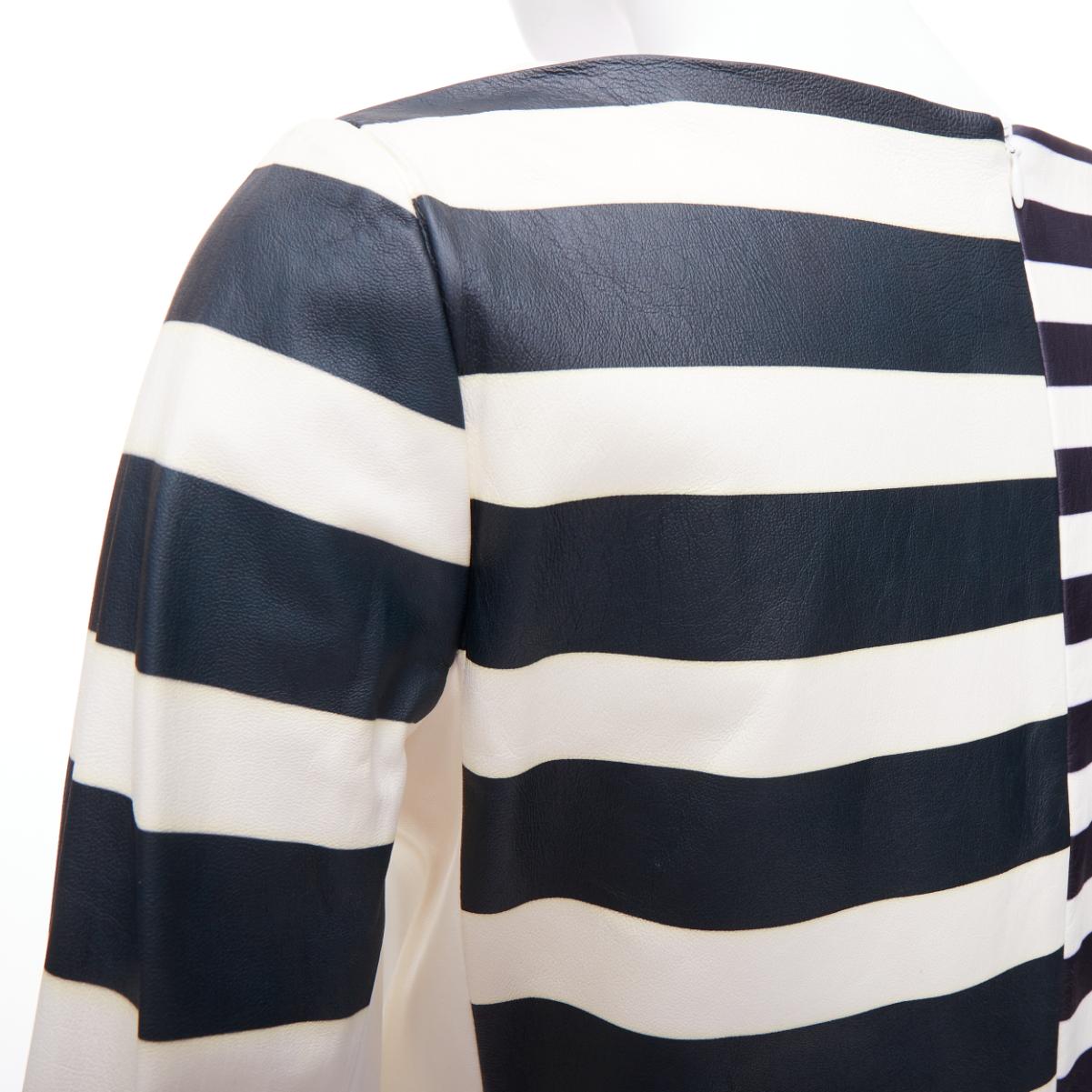 Gray OLD CELINE Phoebe Philo genuine lambskin striped leather patch top FR38 M For Sale