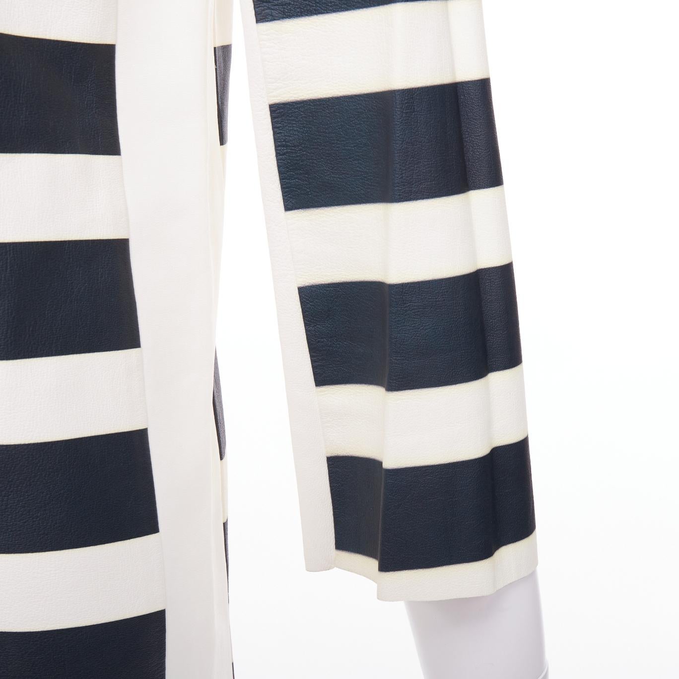 OLD CELINE Phoebe Philo genuine lambskin striped leather patch top FR38 M For Sale 2