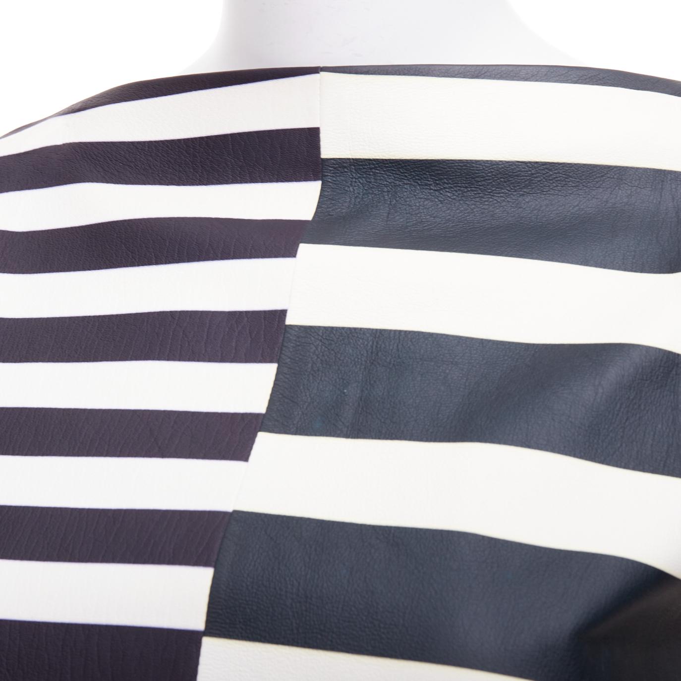 OLD CELINE Phoebe Philo genuine lambskin striped leather patch top FR38 M For Sale 3