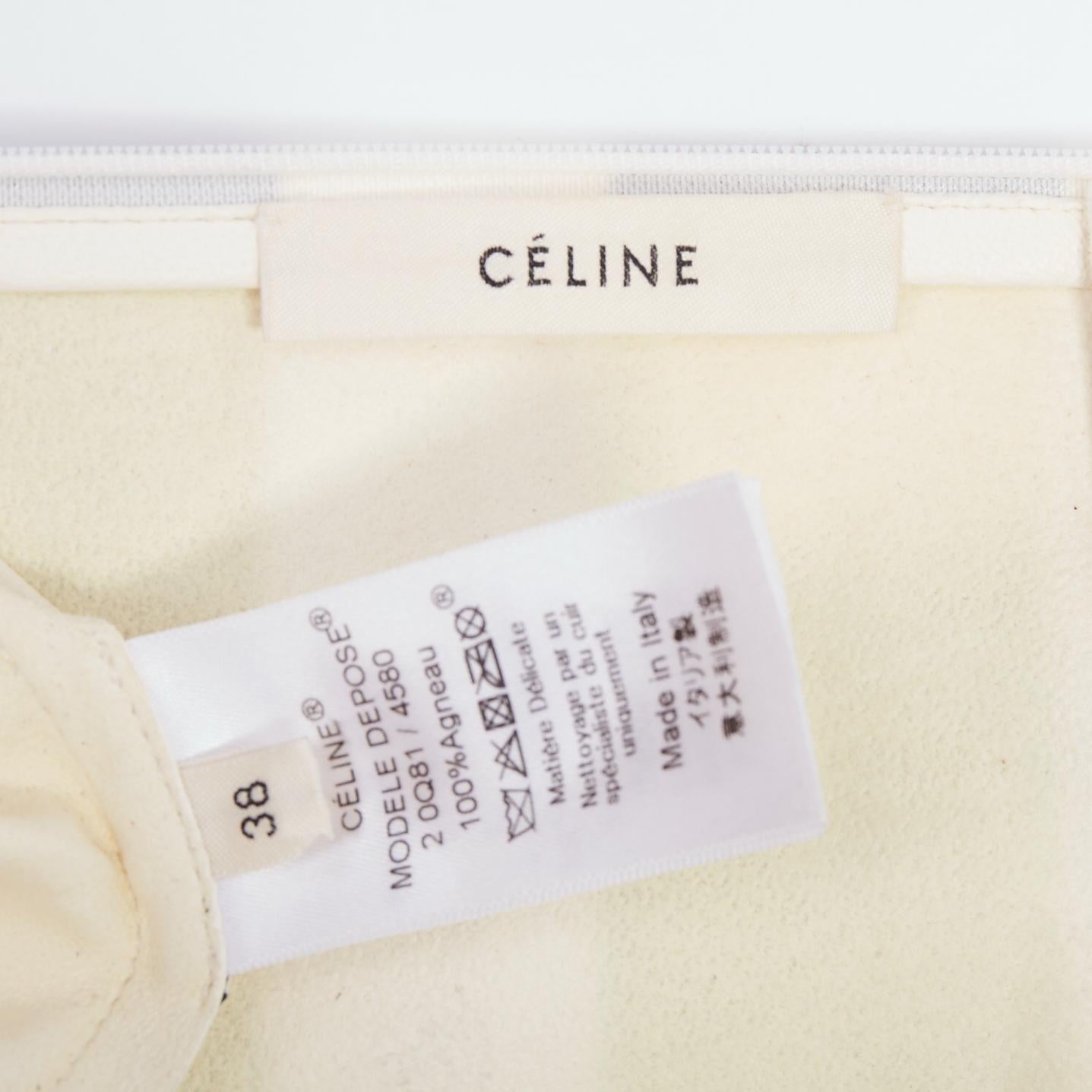OLD CELINE Phoebe Philo genuine lambskin striped leather patch top FR38 M For Sale 4