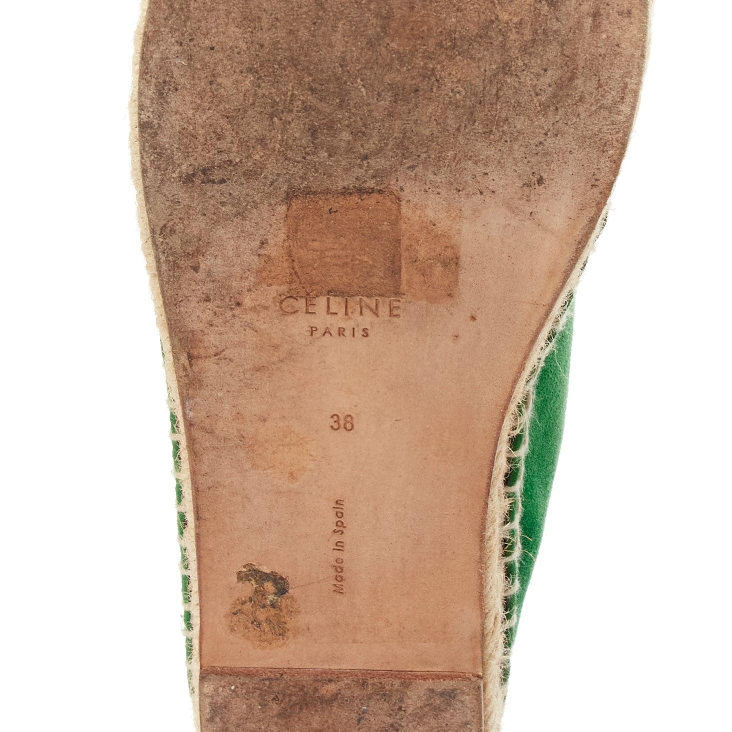 Espadrilles Phoebe Philo en daim vert et en jute gros grain noir OLD CELINE EU38 en vente 5