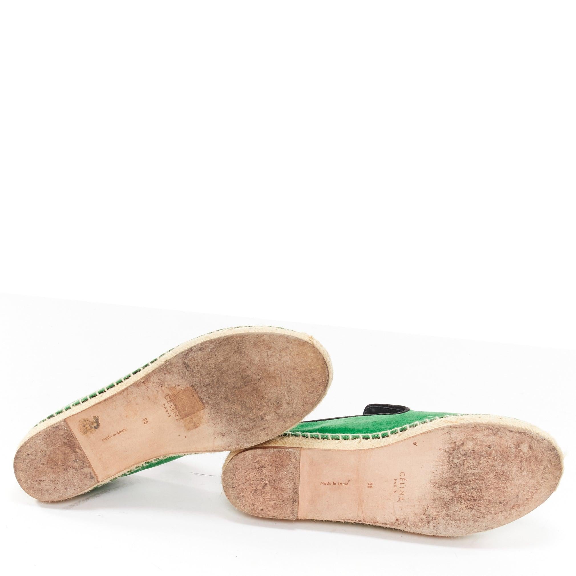 Espadrilles Phoebe Philo en daim vert et en jute gros grain noir OLD CELINE EU38 en vente 6