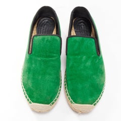 OLD CELINE Phoebe Philo green suede black grosgrain jute espadrilles EU38