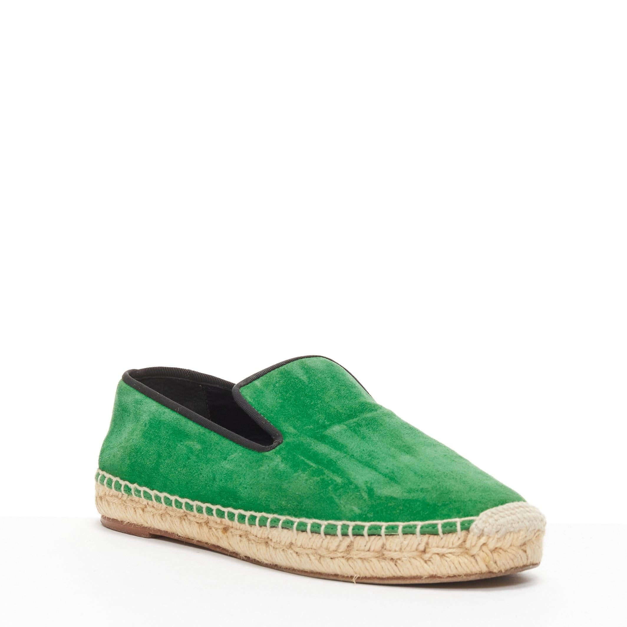 Vert Espadrilles Phoebe Philo en daim vert et en jute gros grain noir OLD CELINE EU38 en vente