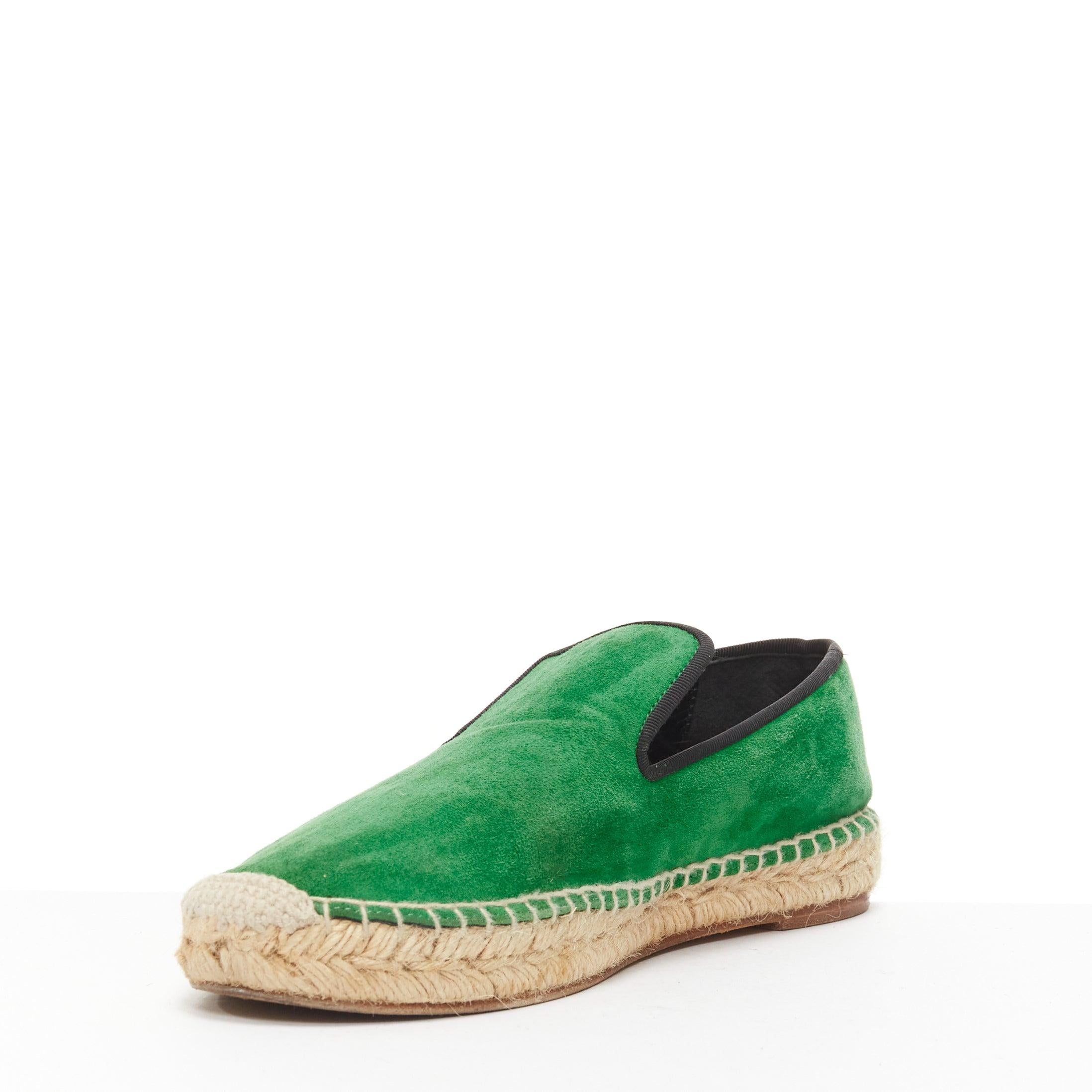 Espadrilles Phoebe Philo en daim vert et en jute gros grain noir OLD CELINE EU38 Bon état - En vente à Hong Kong, NT