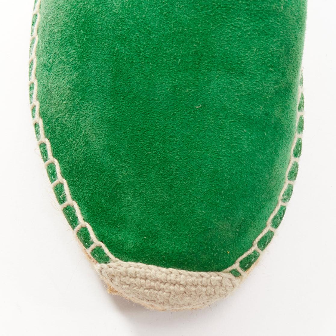 Espadrilles Phoebe Philo en daim vert et en jute gros grain noir OLD CELINE EU38 en vente 1