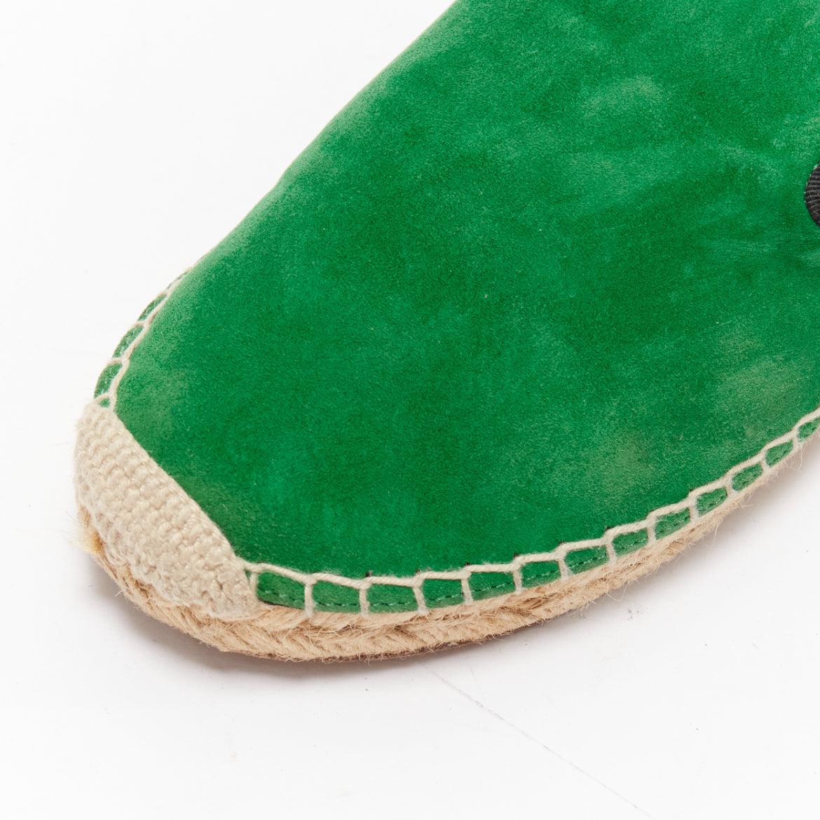 Espadrilles Phoebe Philo en daim vert et en jute gros grain noir OLD CELINE EU38 en vente 2