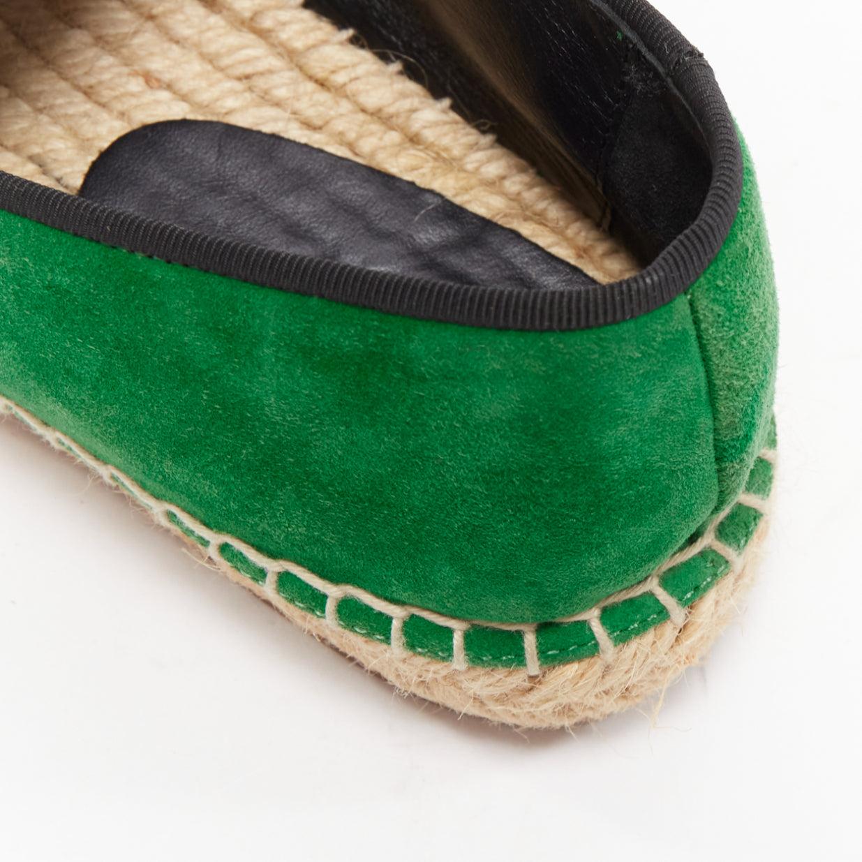 Espadrilles Phoebe Philo en daim vert et en jute gros grain noir OLD CELINE EU38 en vente 3