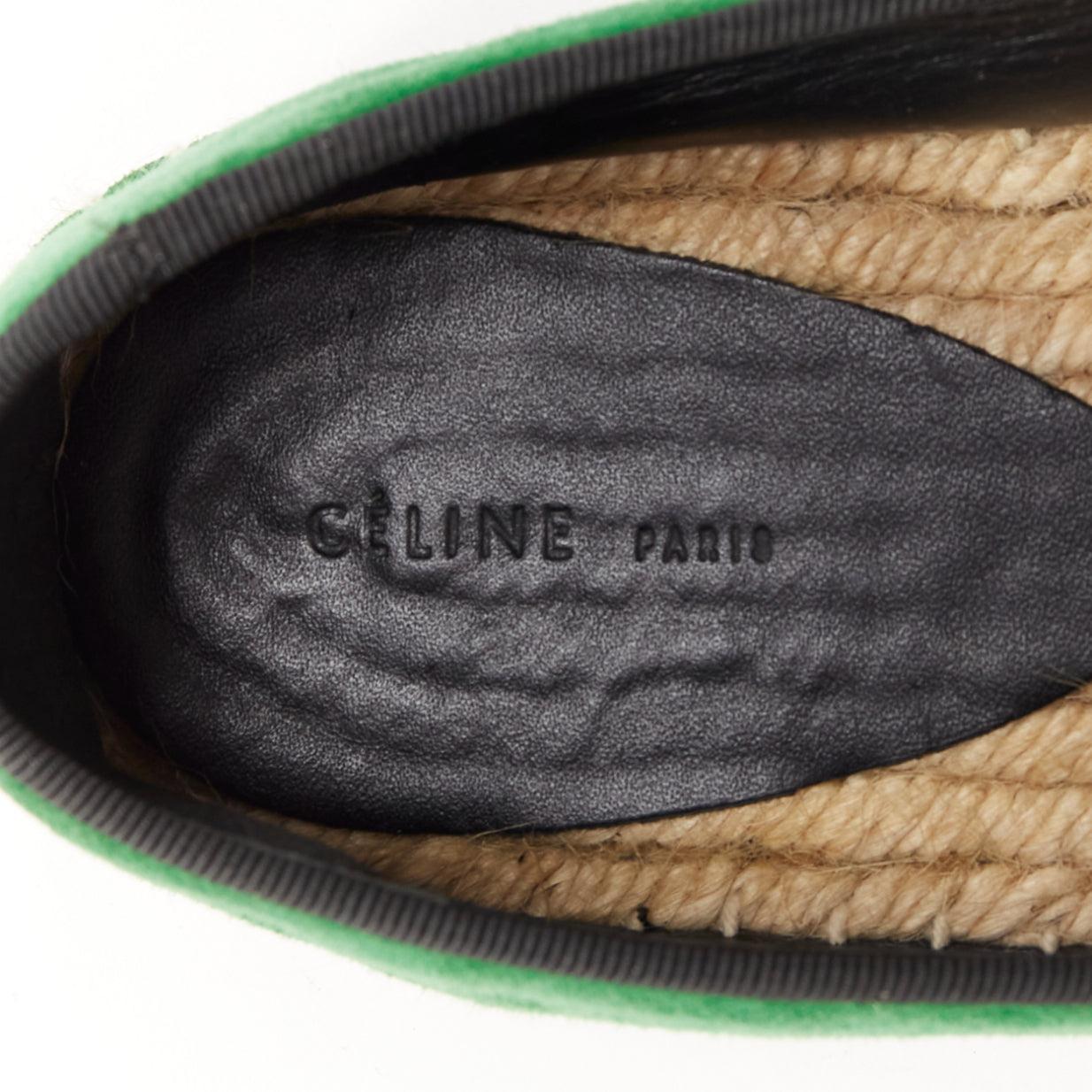 Espadrilles Phoebe Philo en daim vert et en jute gros grain noir OLD CELINE EU38 en vente 4