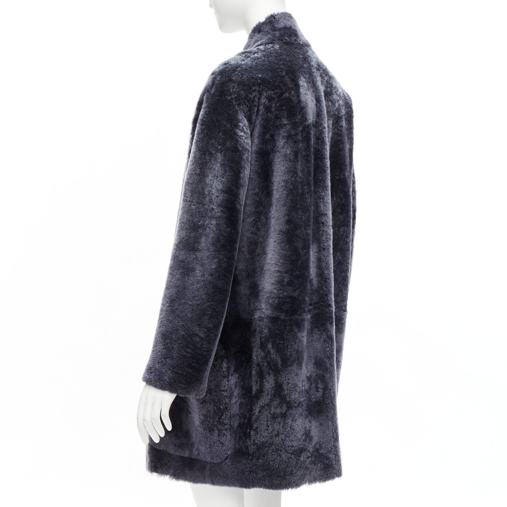 OLD CELINE Phoebe Philo grey lamb fur minimal cocoon coat FR34 XS 2
