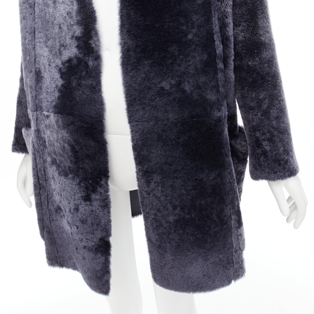OLD CELINE Phoebe Philo grey lamb fur minimal cocoon coat FR34 XS 3