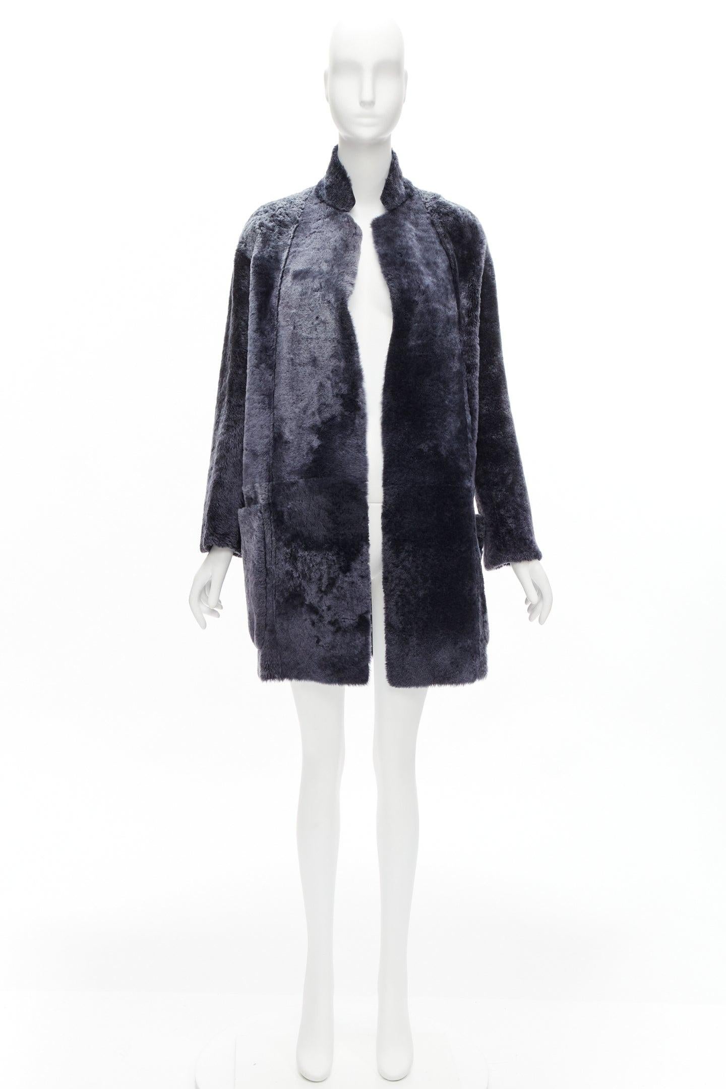 OLD CELINE Phoebe Philo grey lamb fur minimal cocoon coat FR34 XS 5