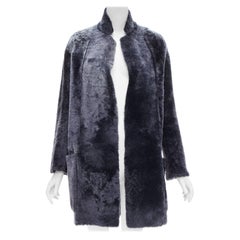 OLD CELINE Phoebe Philo grey lamb fur minimal cocoon coat FR34 XS