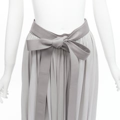 OLD CELINE Phoebe Philo grey lambskin leather tie belt pleated midi skirt FR38 M