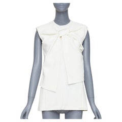 OLD CELINE Phoebe Philo ivory sculptural twist bow sleeveless top FR36 S