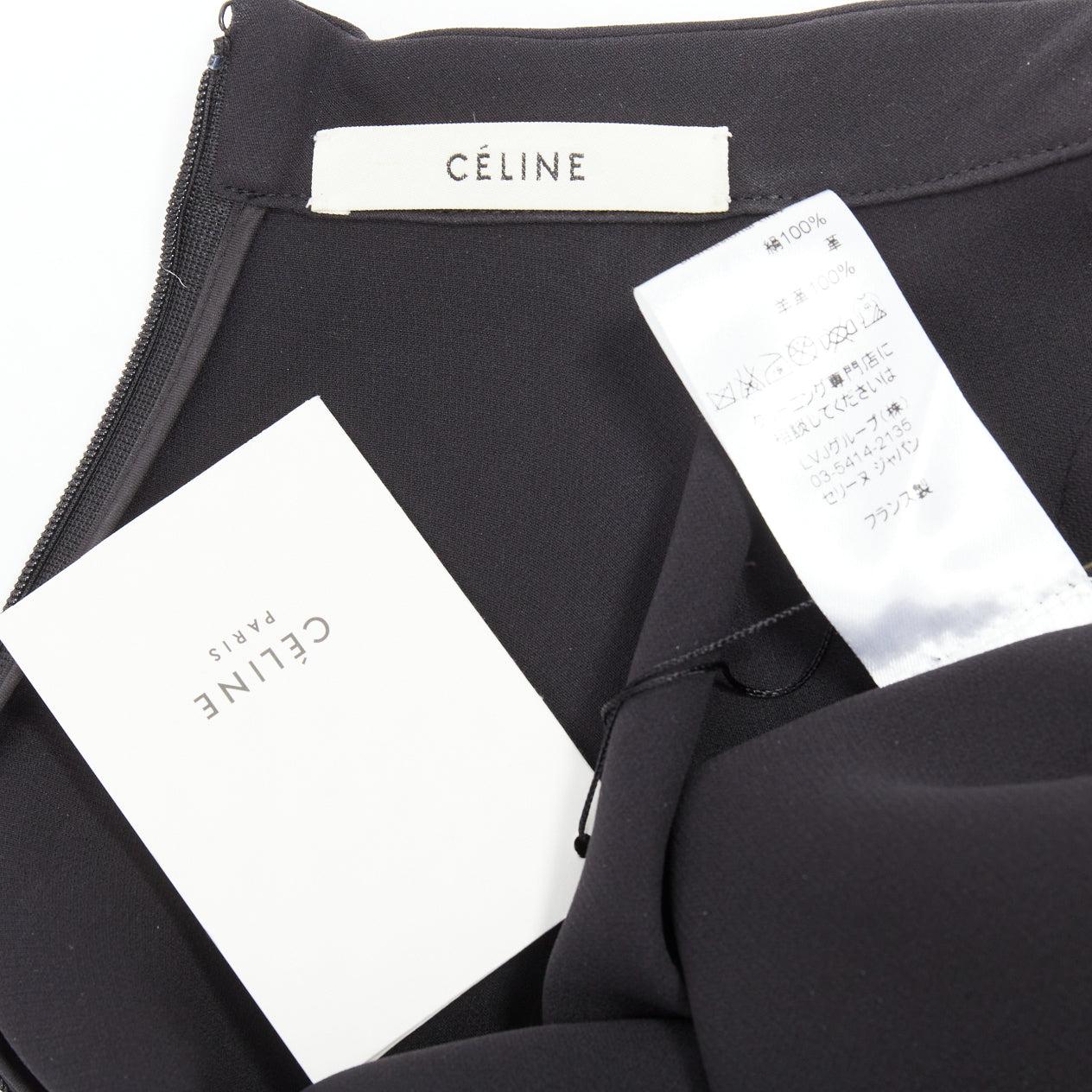 OLD CELINE Phoebe Philo khaki black leather silk stripe dress FR36 S For Sale 3