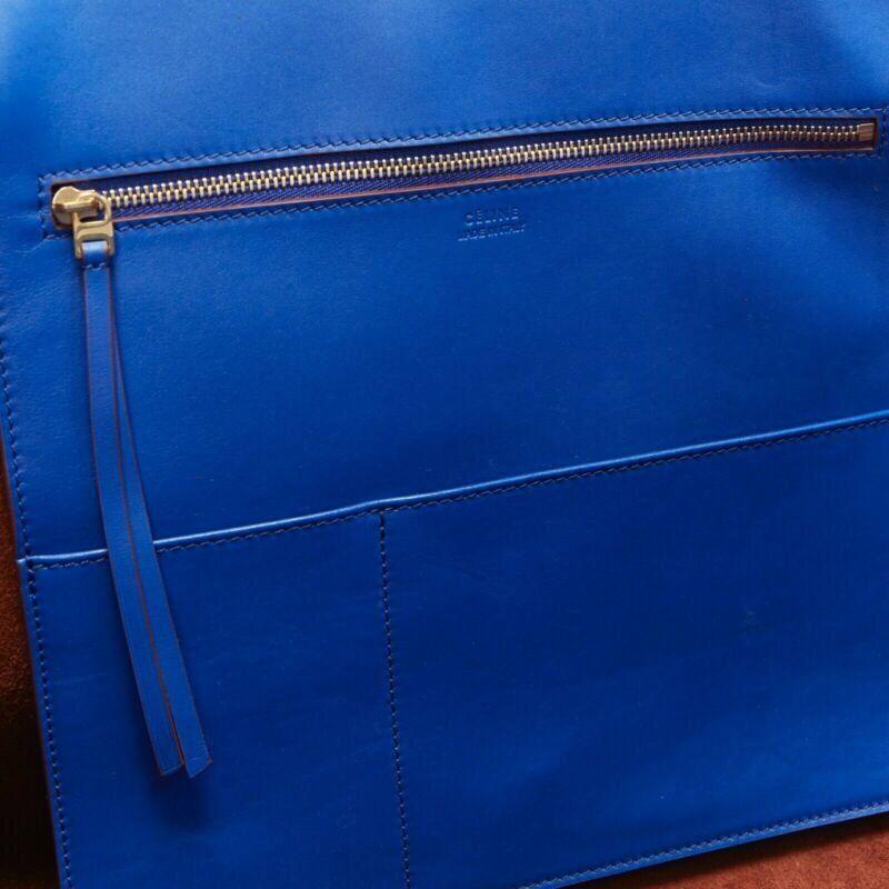 OLD CELINE Phoebe Philo Knot Kobaltblaue große Shopper-Tragetasche aus Kalbsleder 6