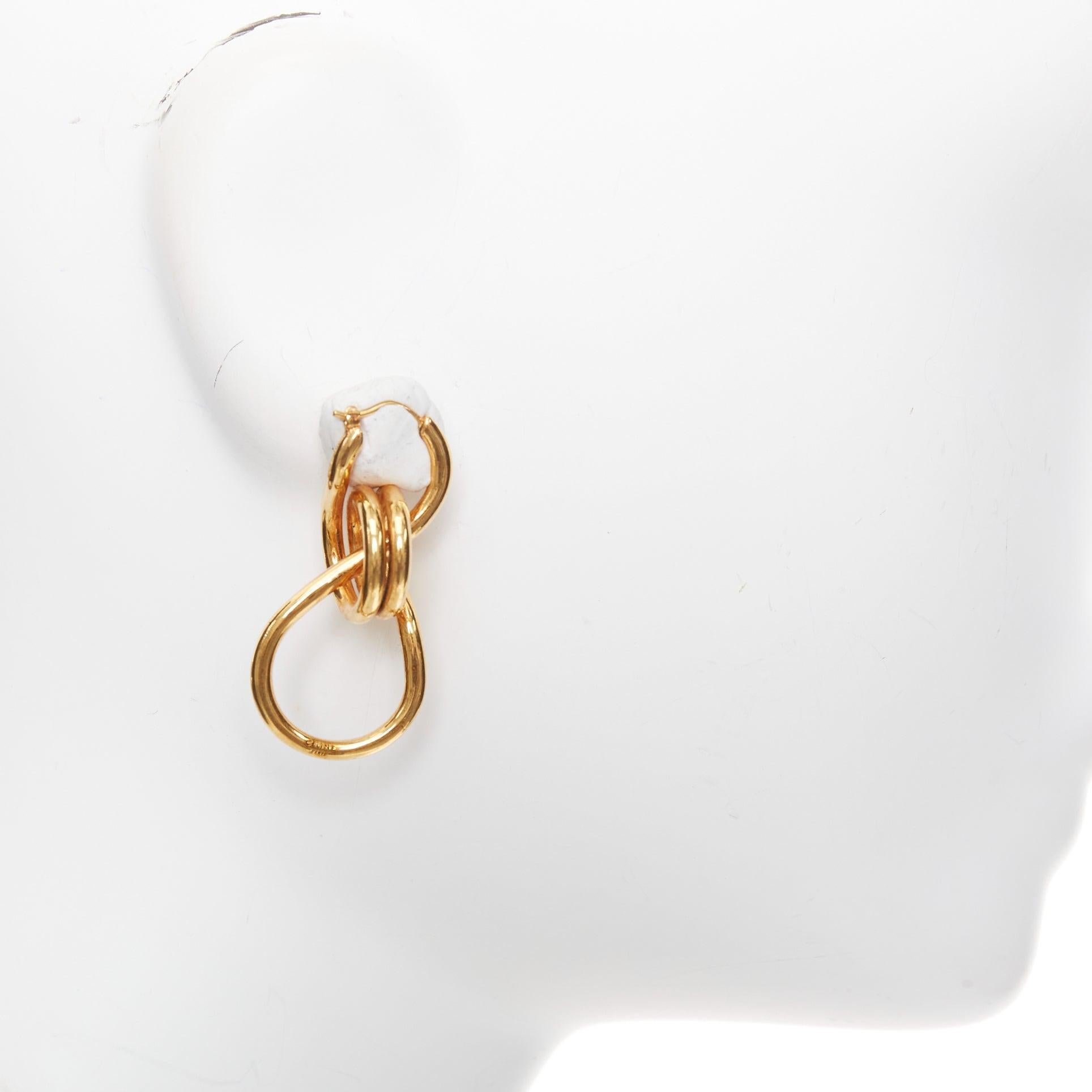 OLD CELINE Phoebe Philo Knot Double Hoop brass infinity twist wire earring Pair en Bueno estado para la venta en Hong Kong, NT