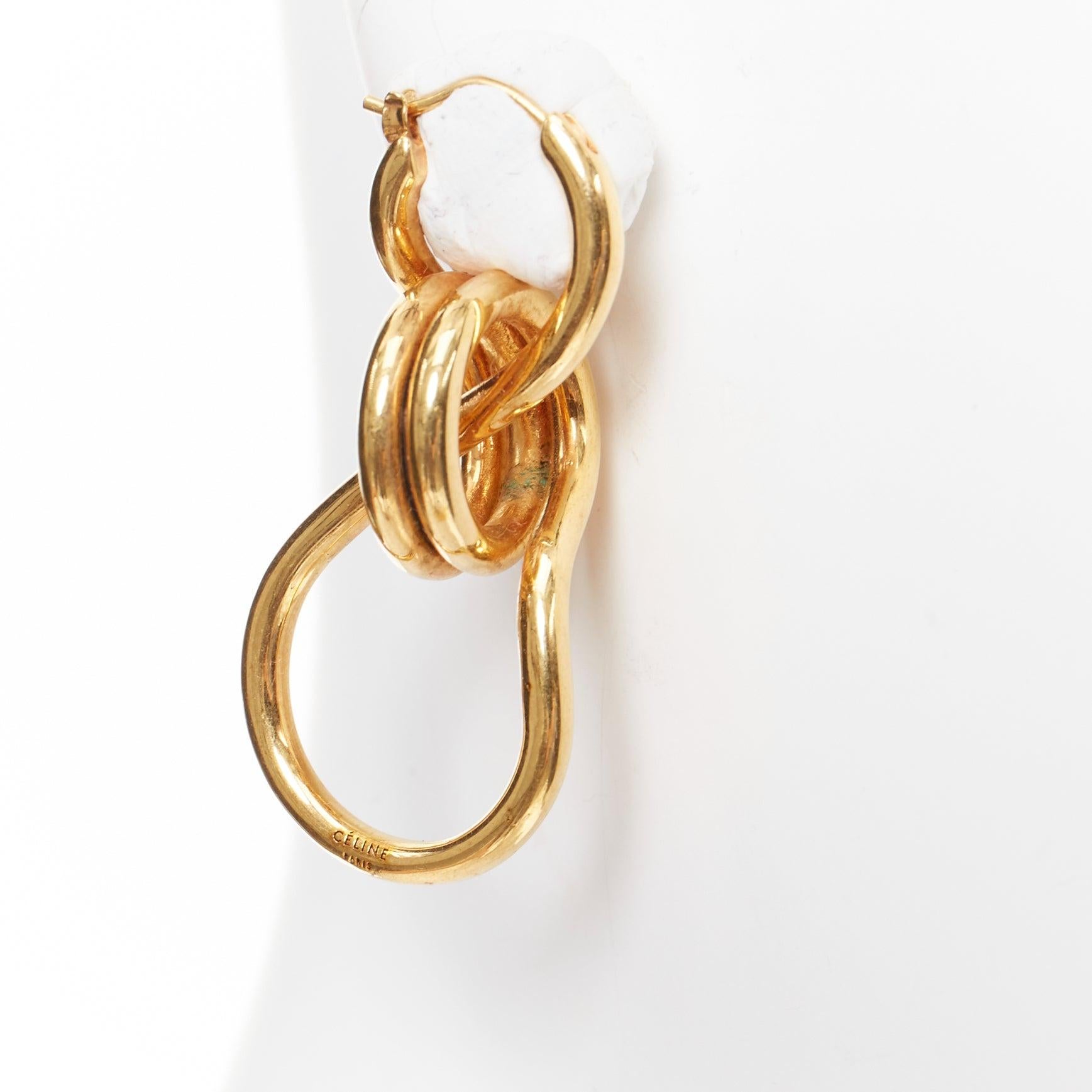 De las mujeres OLD CELINE Phoebe Philo Knot Double Hoop brass infinity twist wire earring Pair en venta