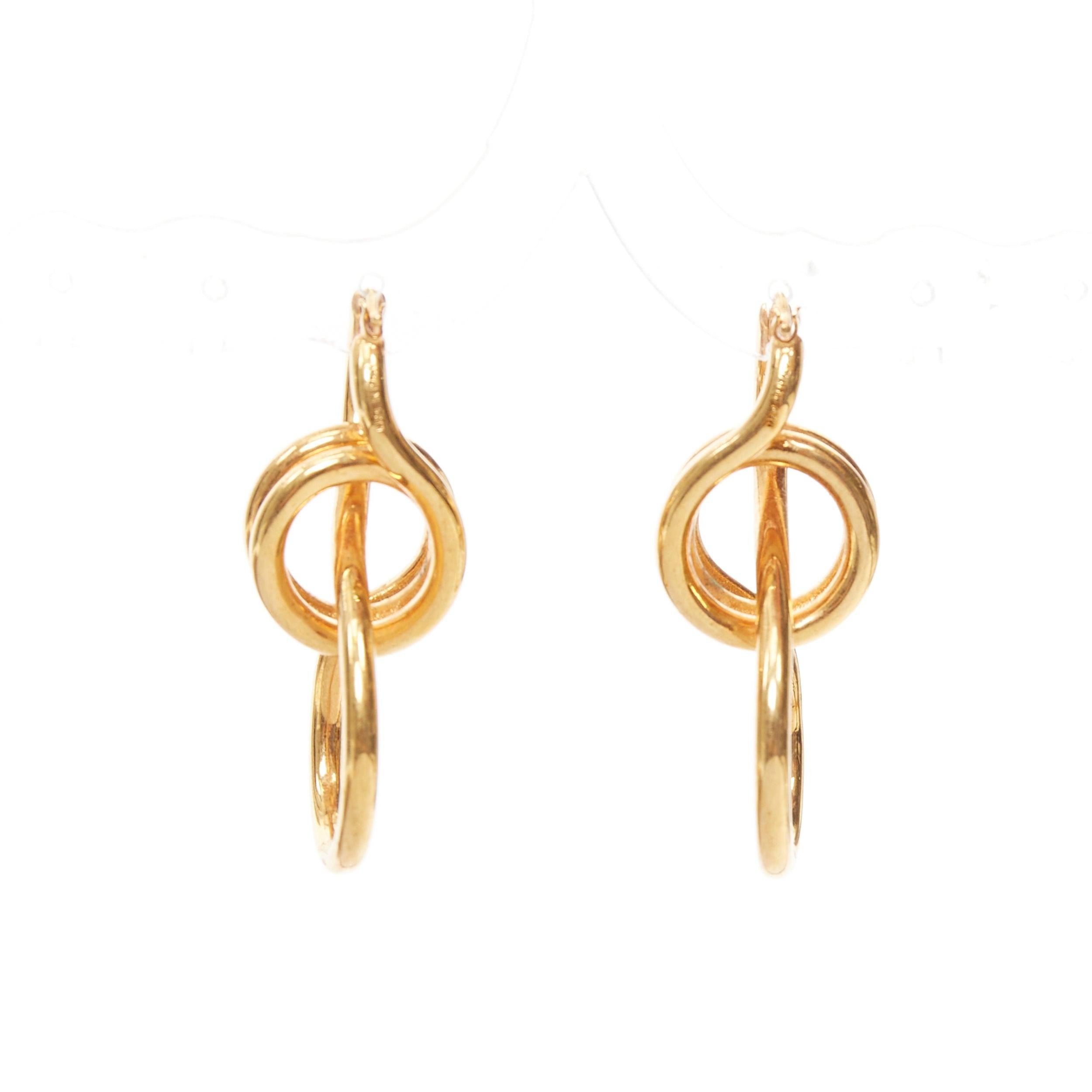 OLD CELINE Phoebe Philo Knot Double Hoop brass infinity twist wire earring Pair en venta 1