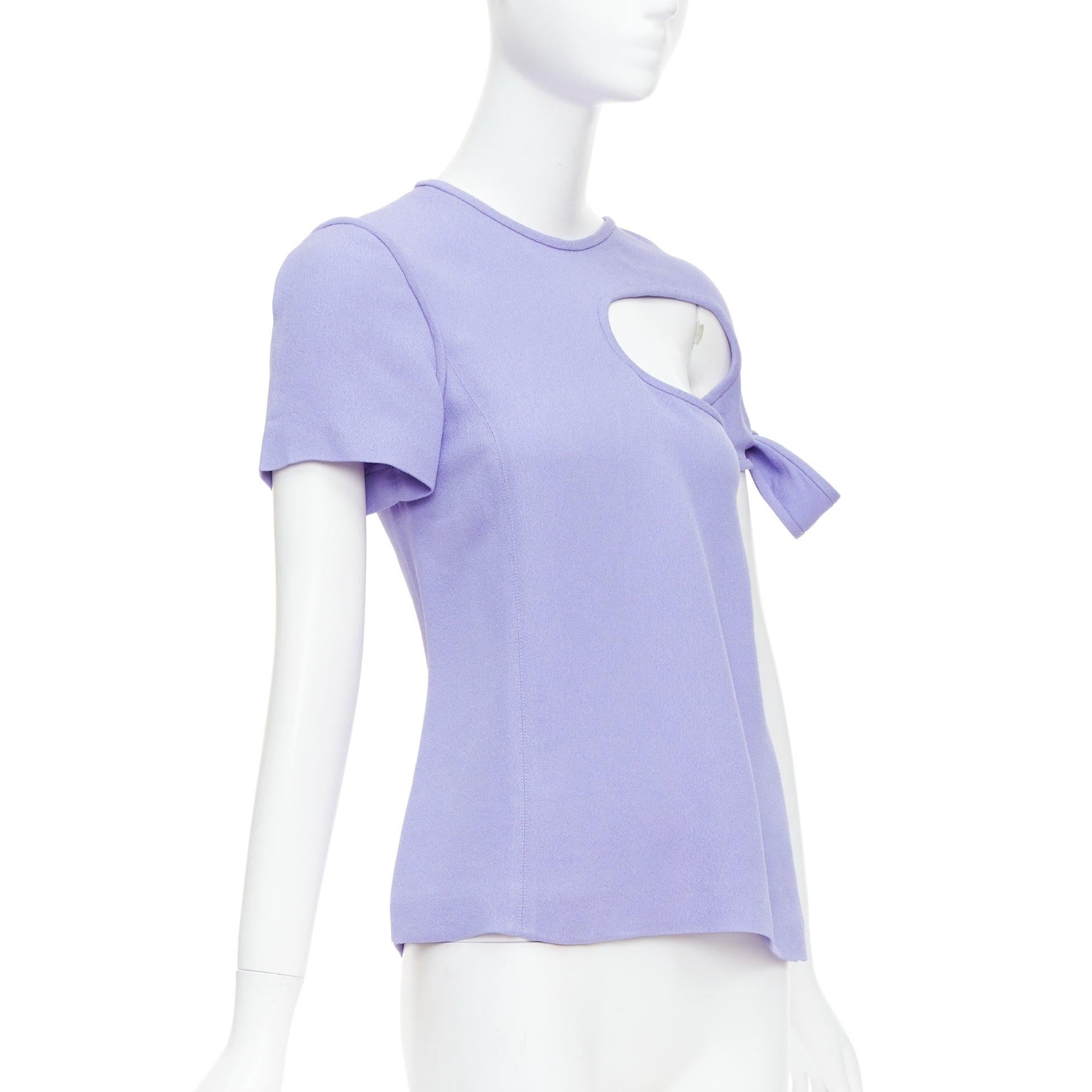 Purple OLD CELINE Phoebe Philo lavender purple tie sleeve cut out top FR38 M For Sale
