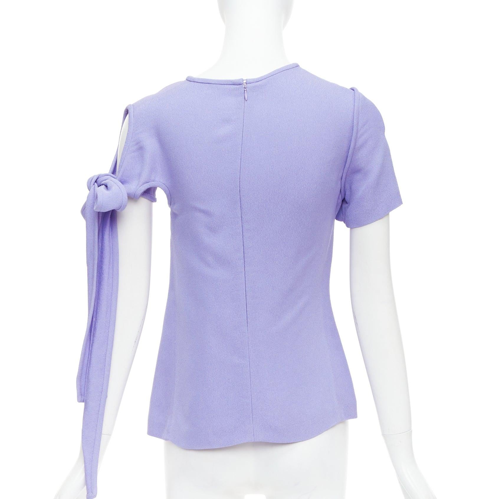 Women's OLD CELINE Phoebe Philo lavender purple tie sleeve cut out top FR38 M For Sale
