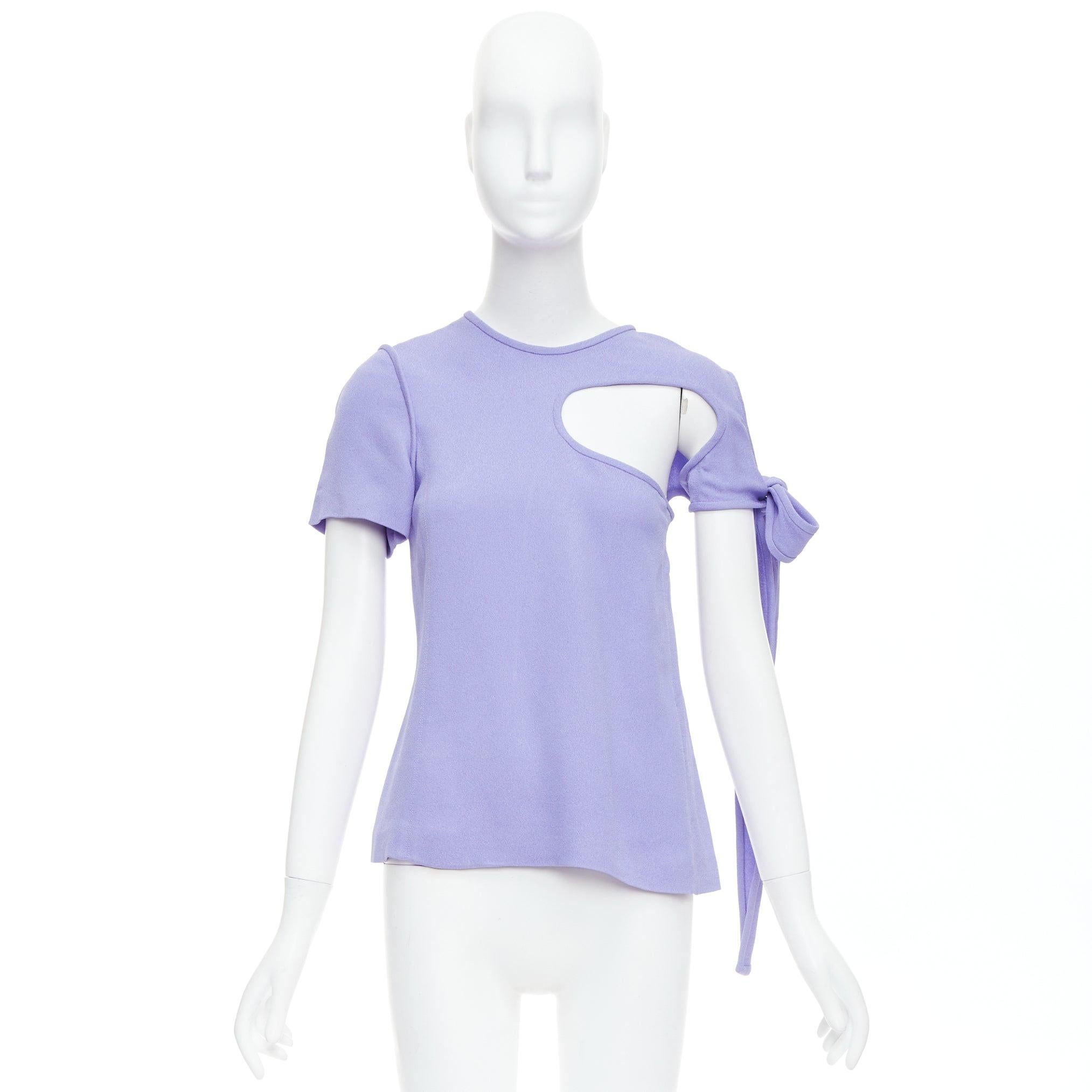 OLD CELINE Phoebe Philo lavender purple tie sleeve cut out top FR38 M For Sale 4