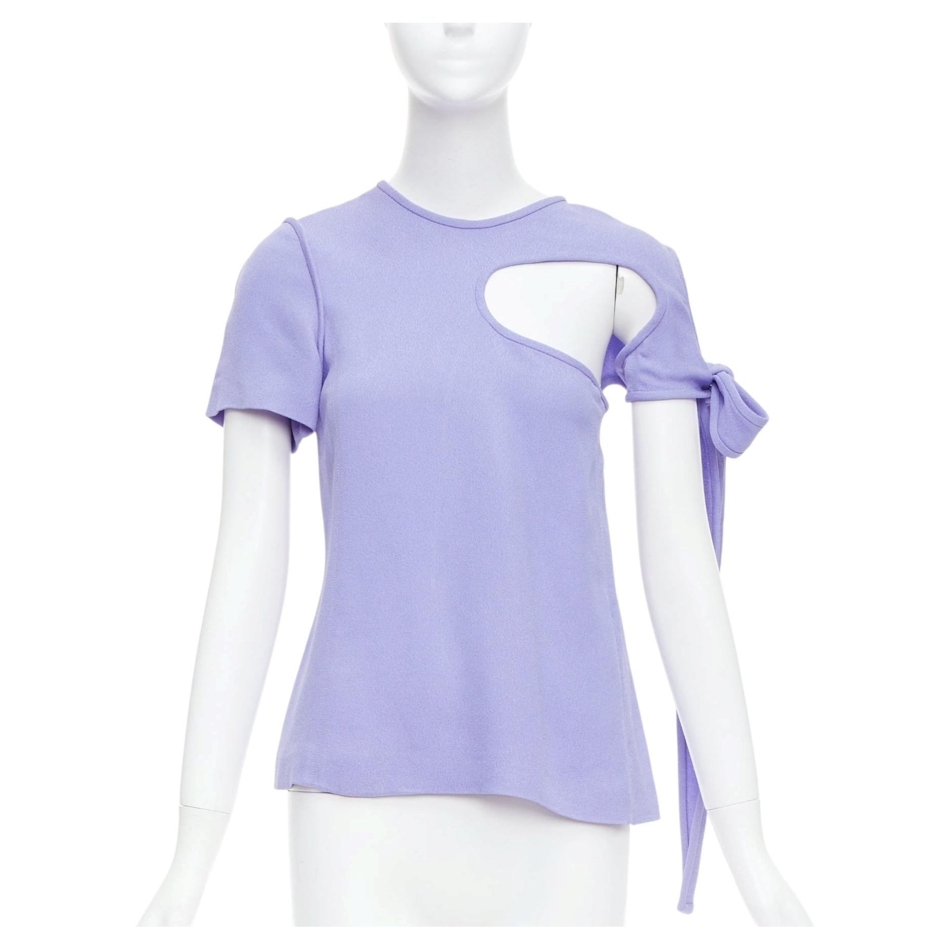 Pre-owned Phoebe Philo Old Celine  Lavender Purple Tie Sleeve Cut Out Top Fr38 M