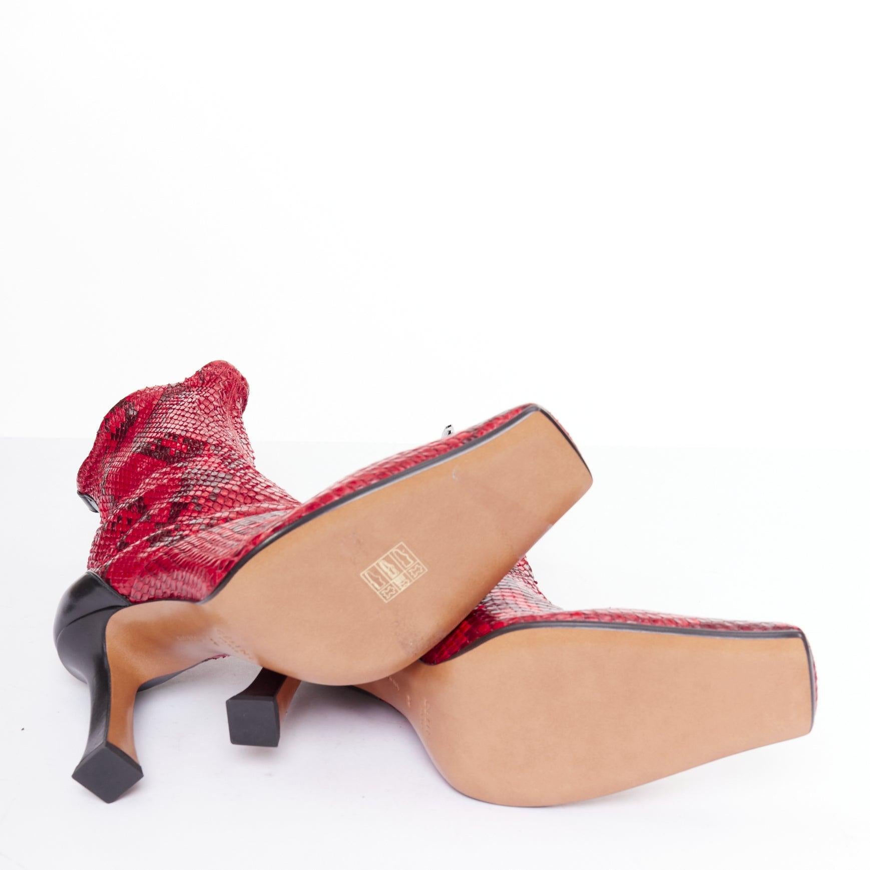 OLD CELINE Phoebe Philo Madame Flared scaled leather square toe ankle boots EU39 For Sale 5