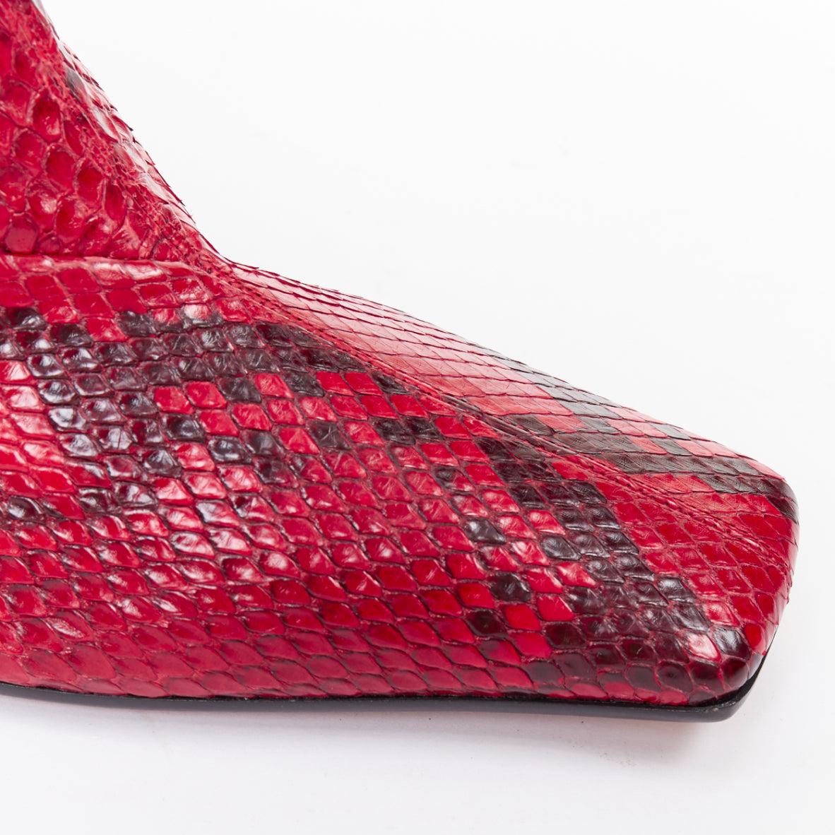 OLD CELINE Phoebe Philo Madame Flared scaled leather square toe ankle boots EU39 For Sale 2