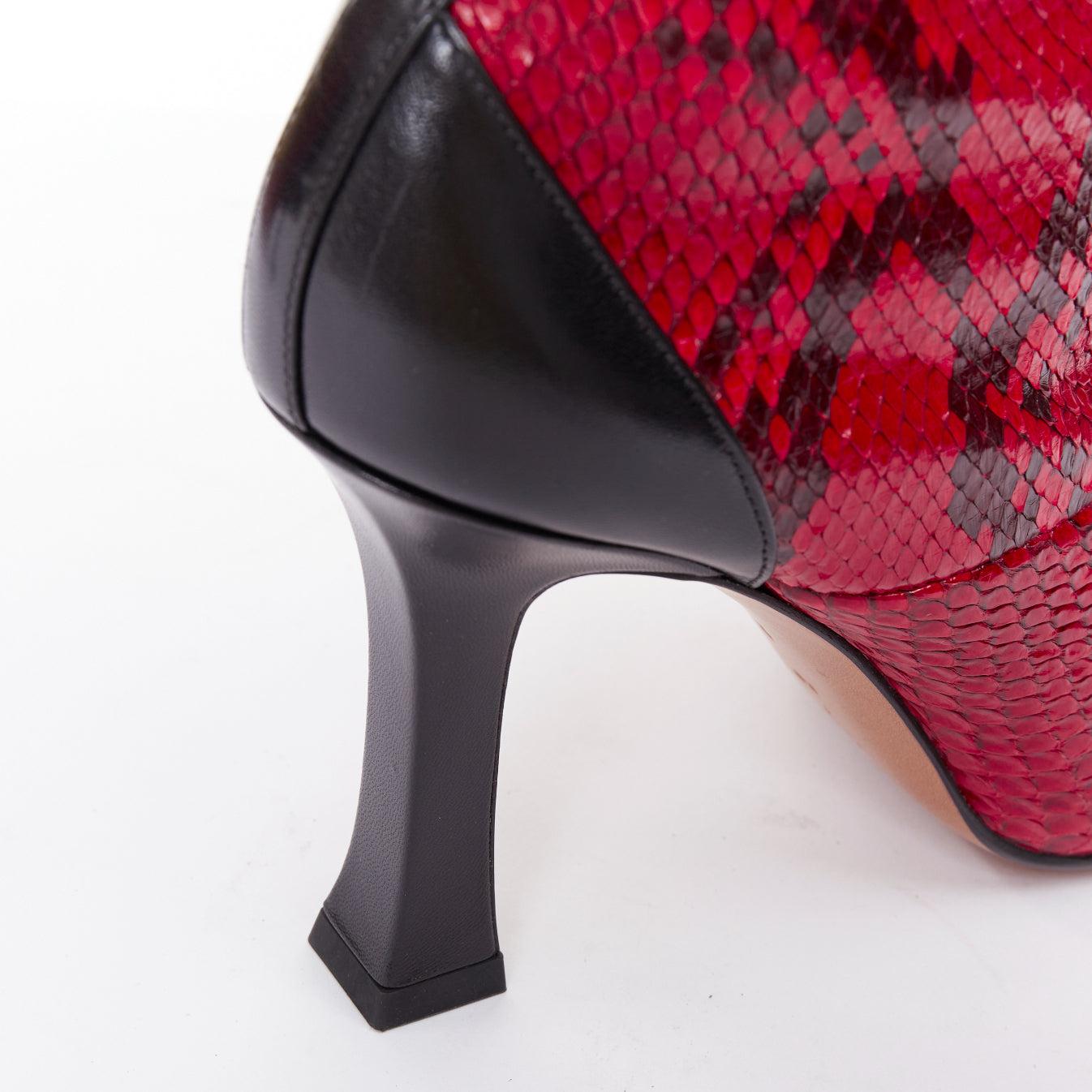 OLD CELINE Phoebe Philo Madame Flared scaled leather square toe ankle boots EU39 For Sale 3