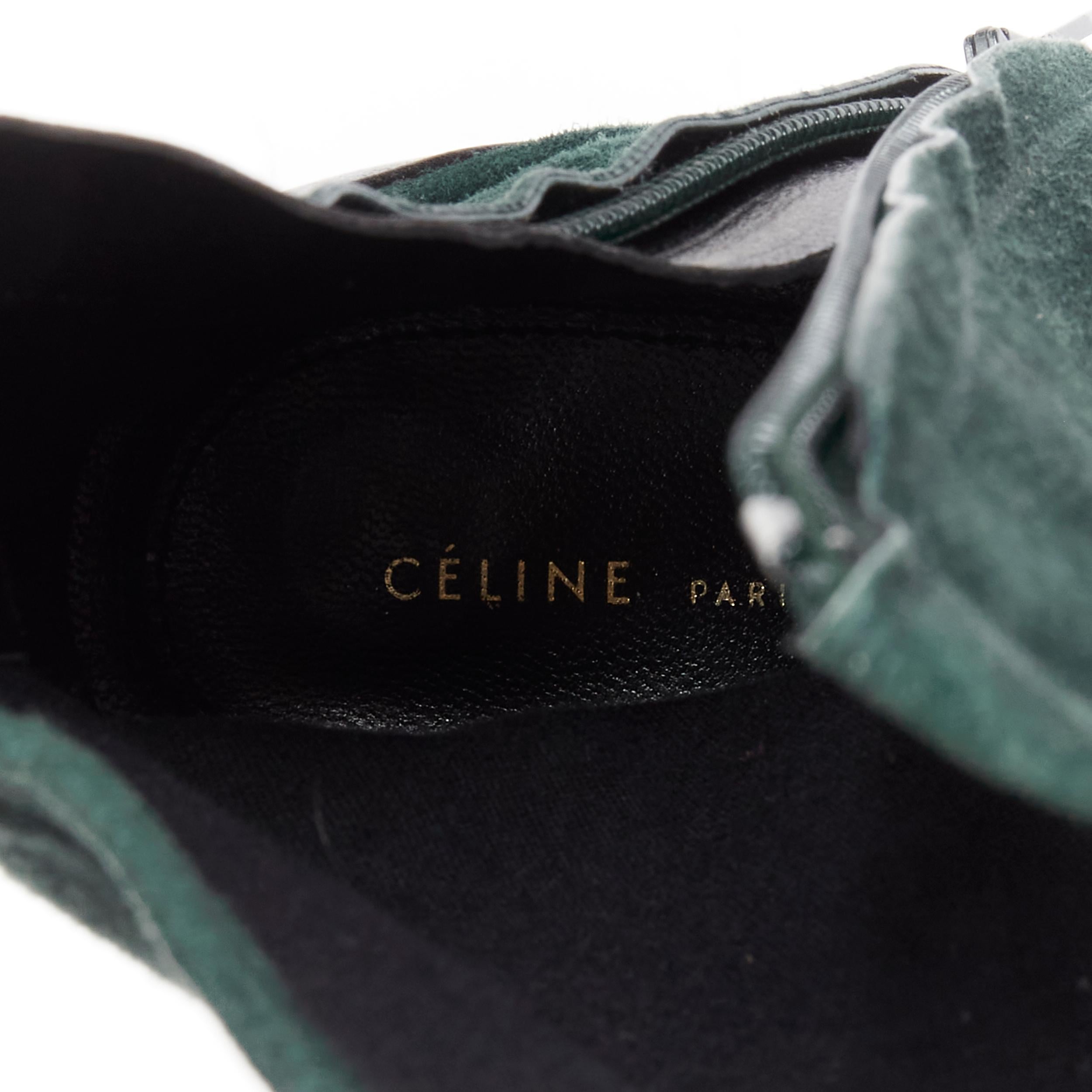 OLD CELINE Phoebe Philo Madame green suede leather spool heel boots EU39 6