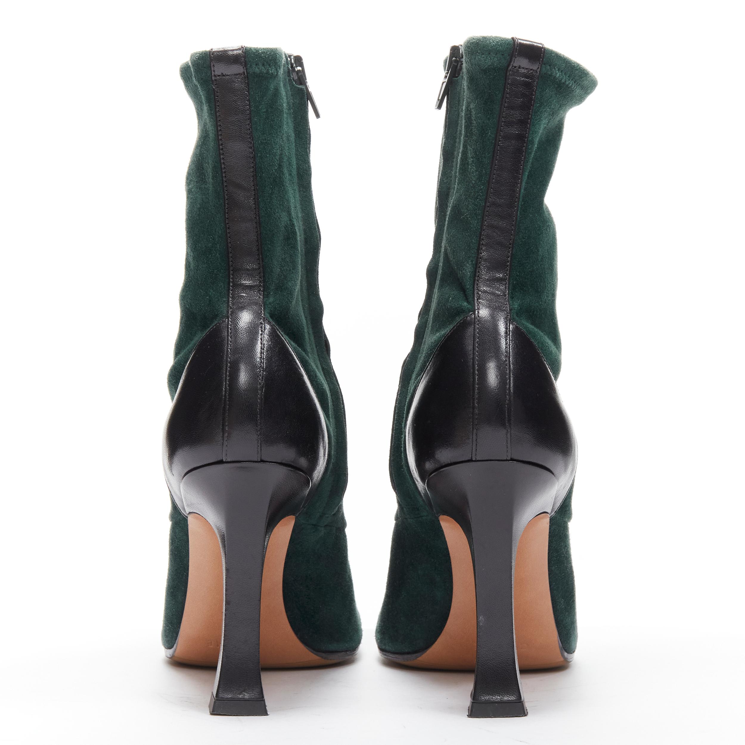 OLD CELINE Phoebe Philo Madame green suede leather spool heel boots EU39 1
